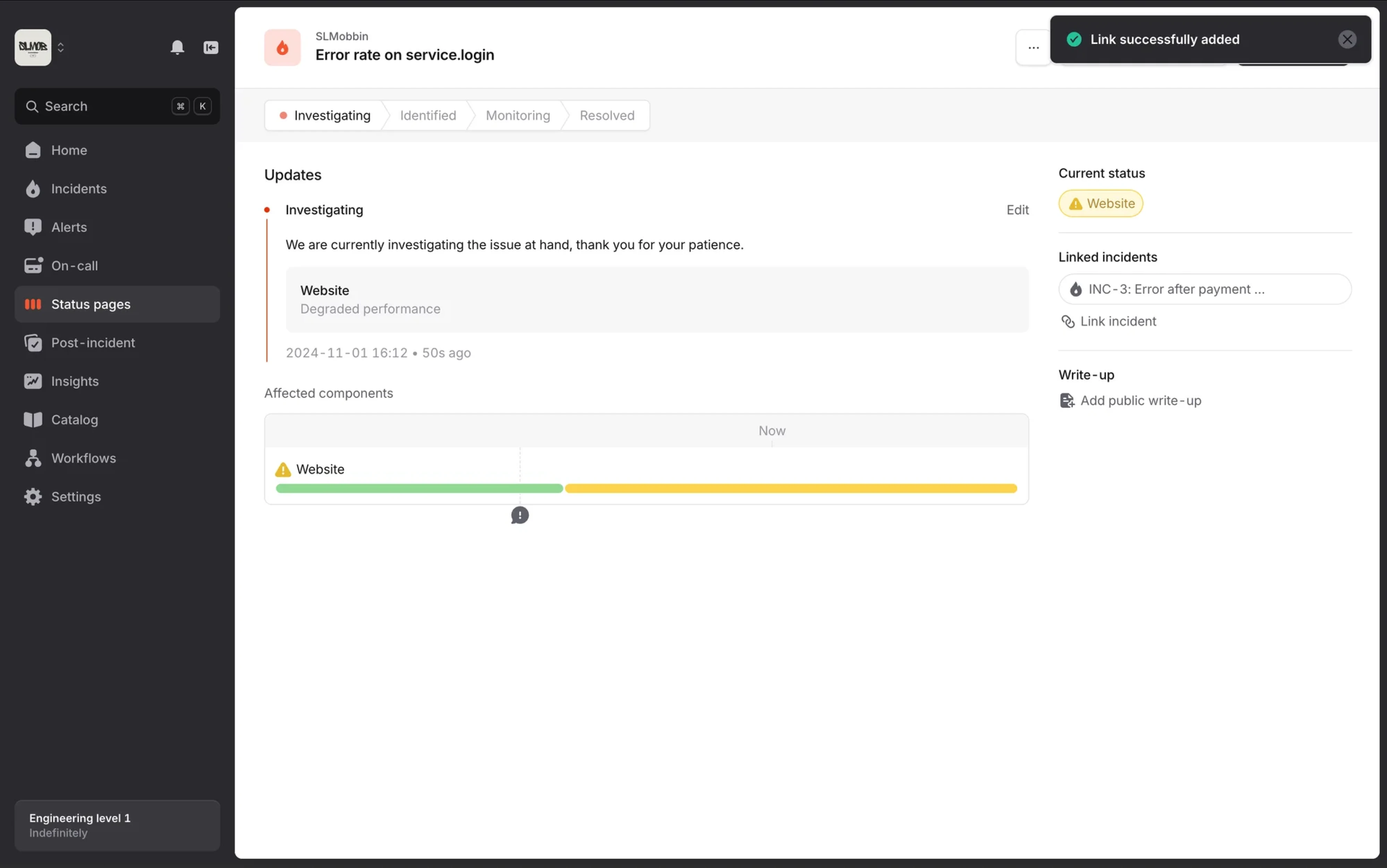 Status indicators example