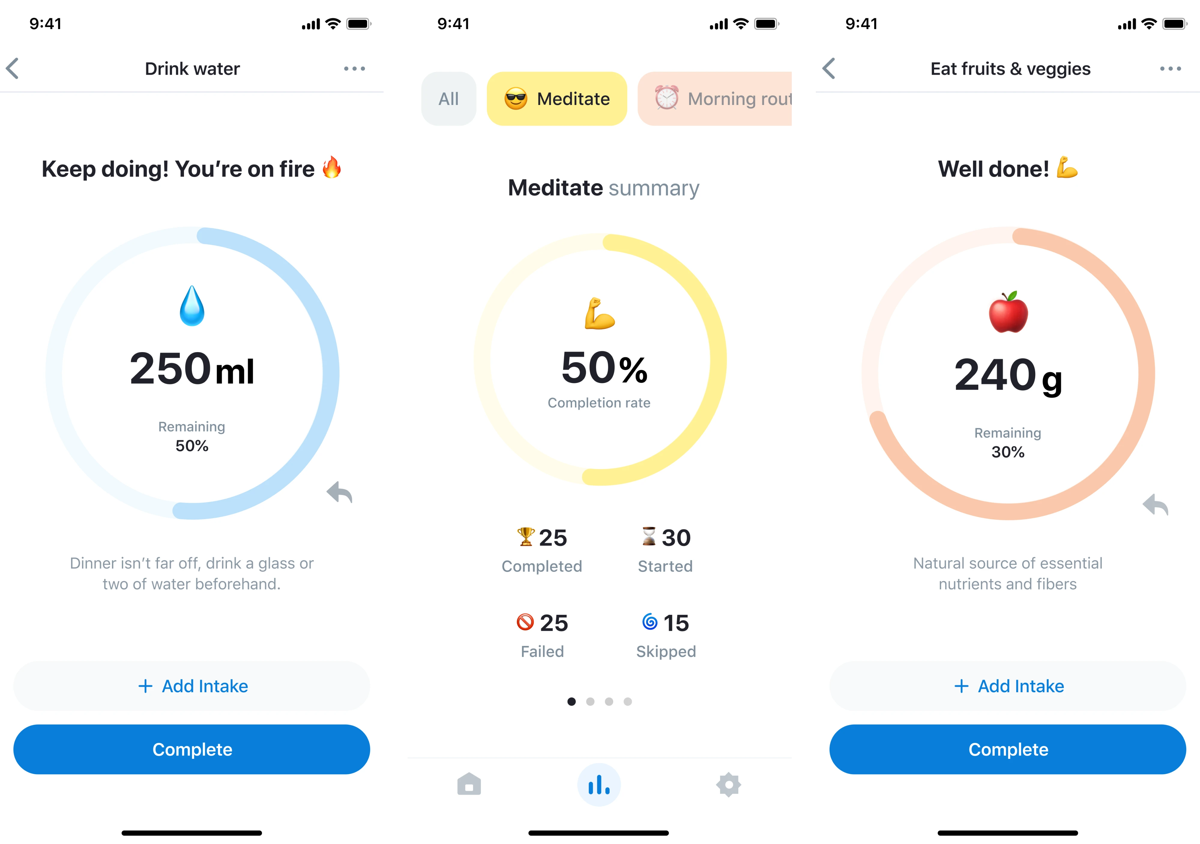 Circular indicators for progress tracking