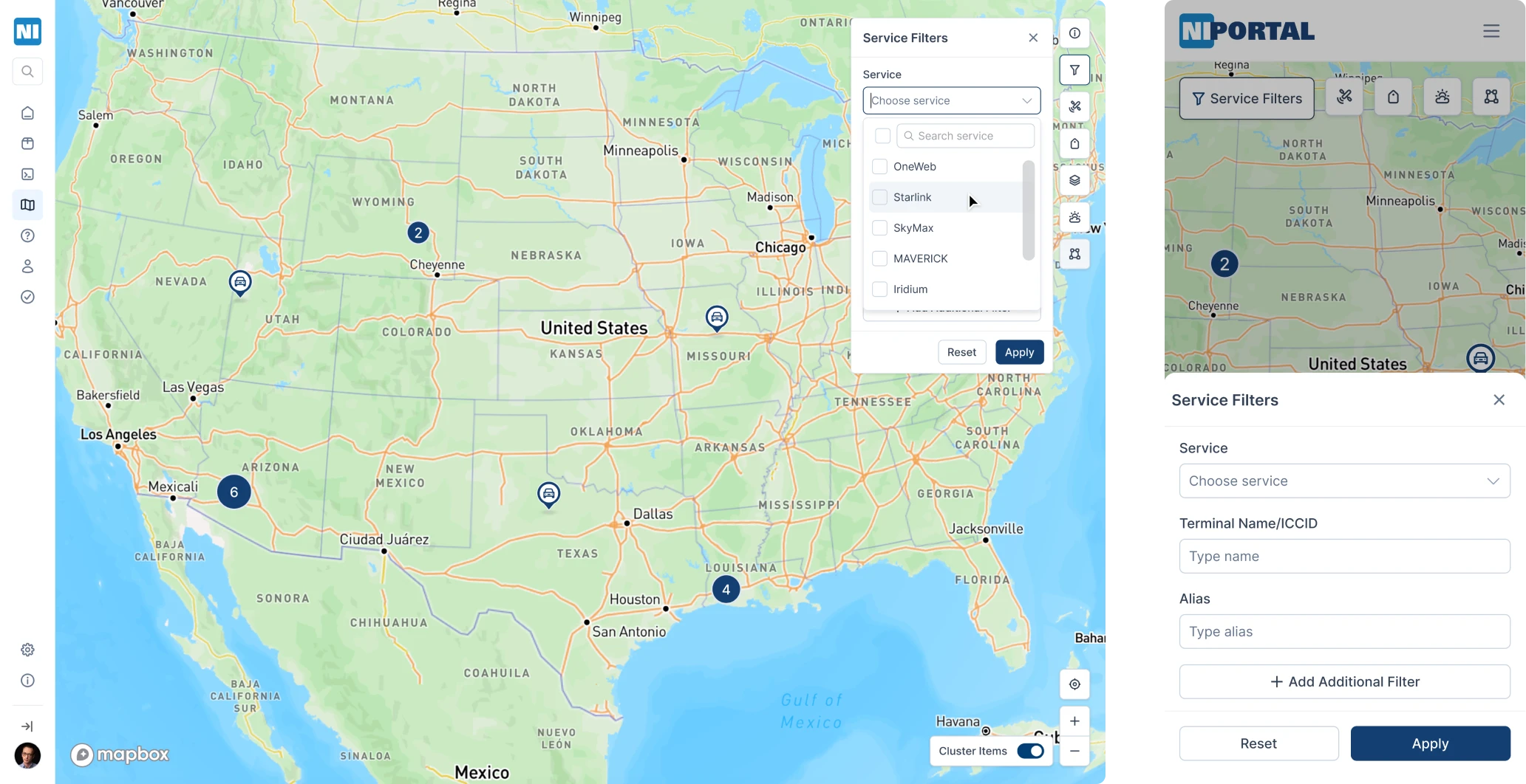 Filter by terminal type on web and mobile for Network Innovations