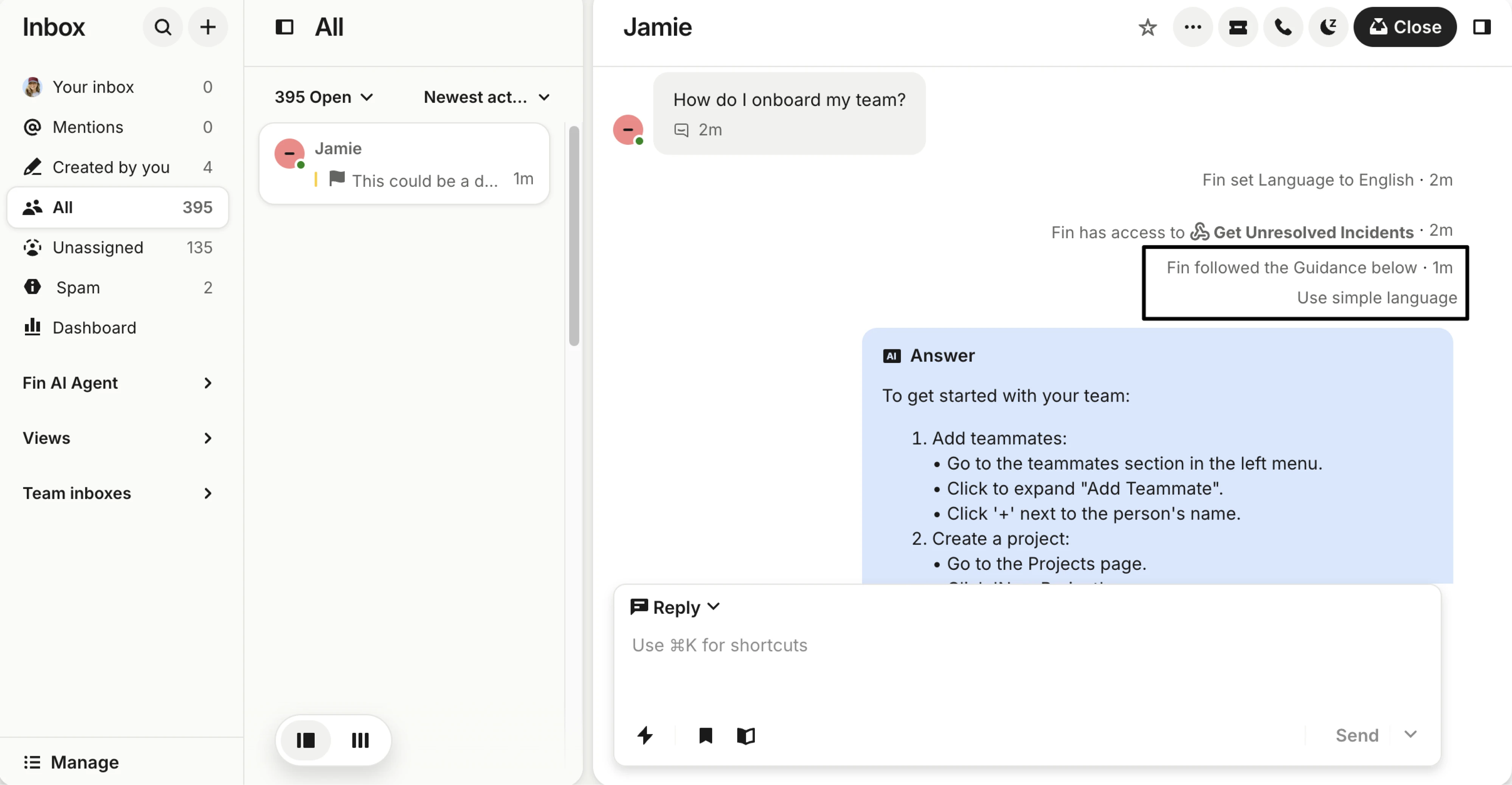 Intercom's Fin AI agent