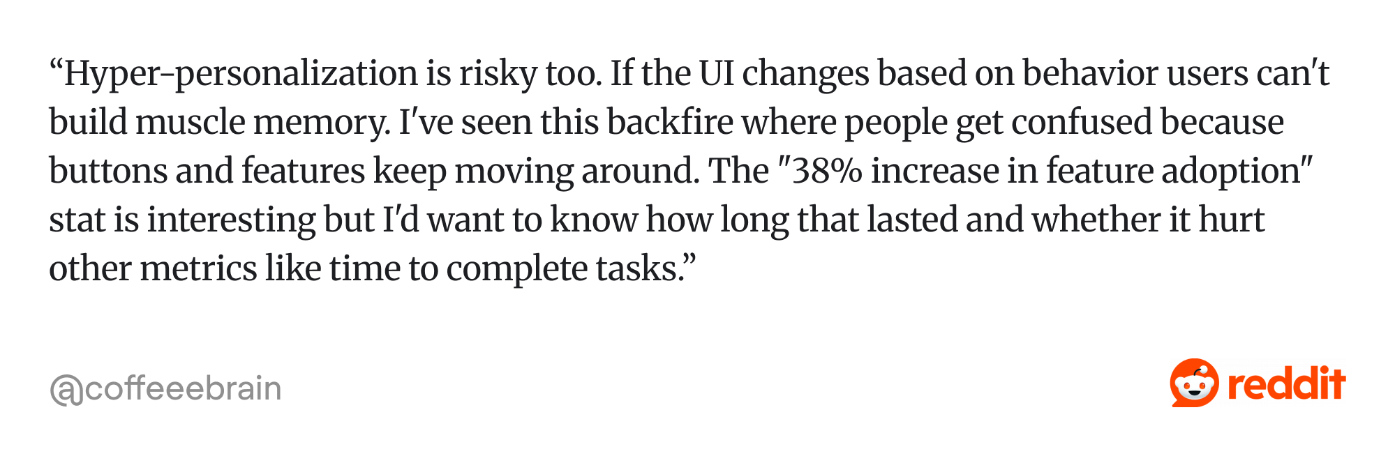 Comment on Reddit about hyper-personalization