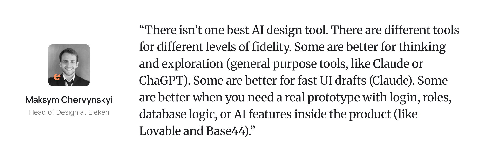 design expert quote on AI product design tools