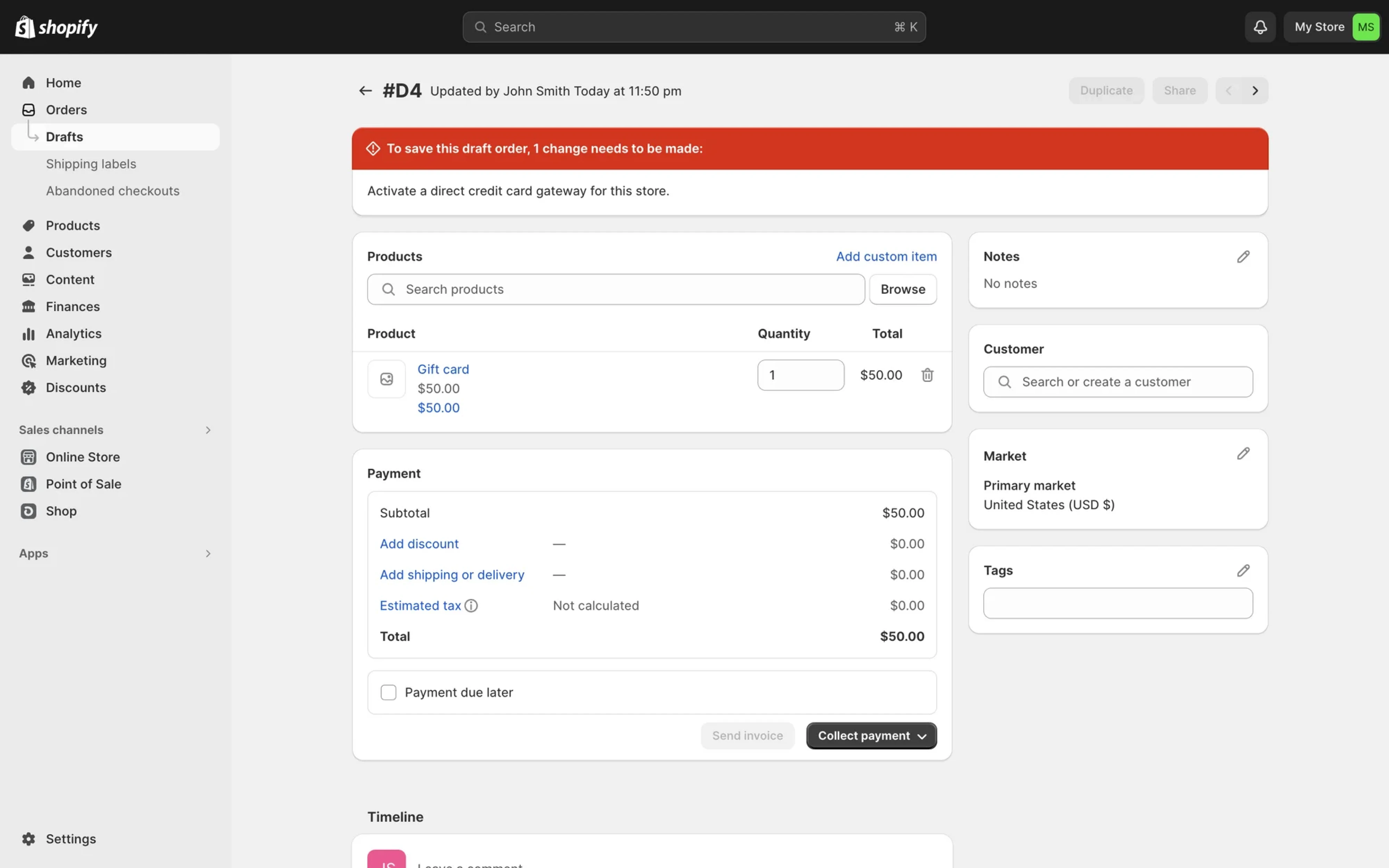 shopify alert ui example