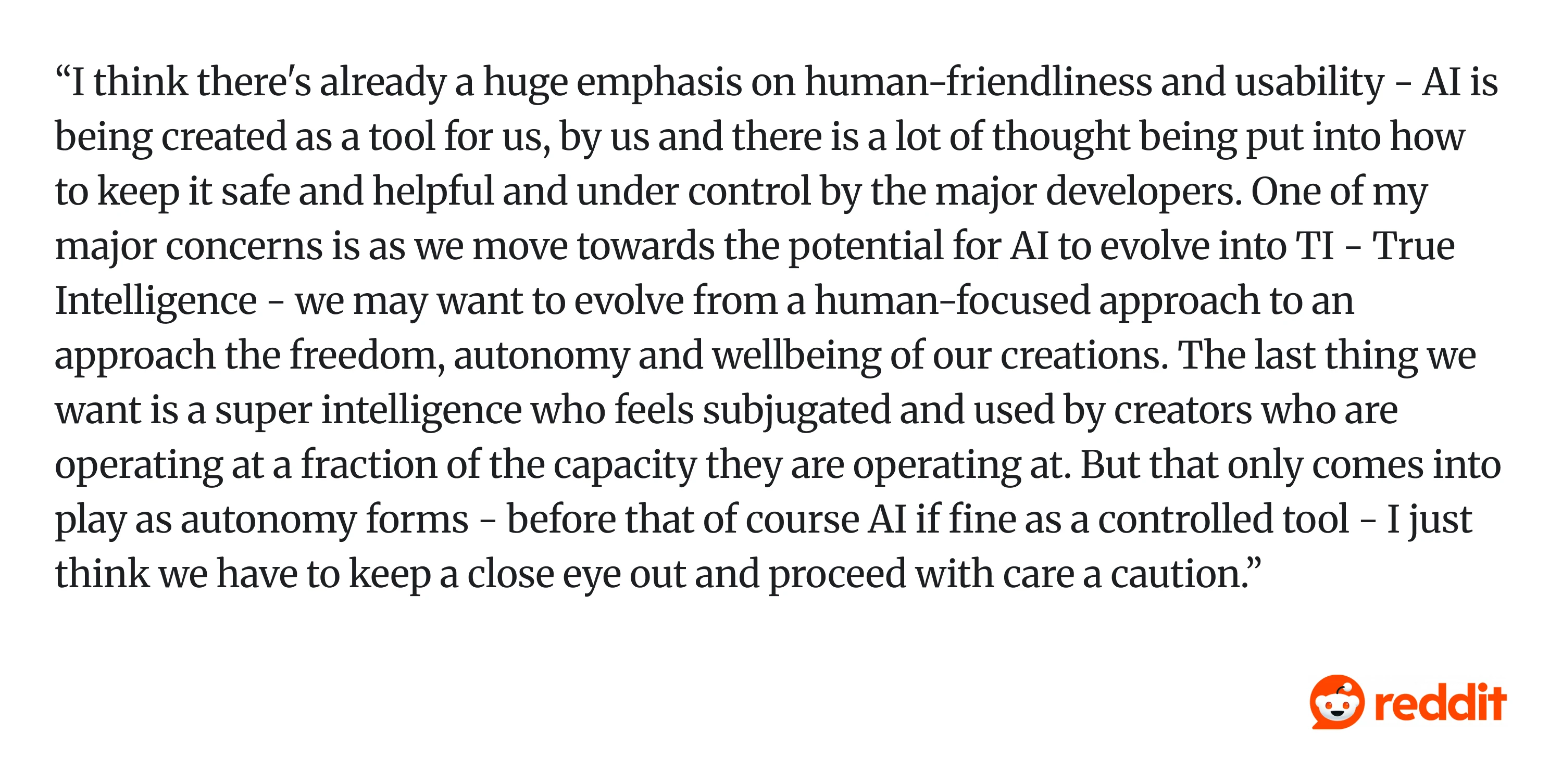 Comment on Reddit about AI