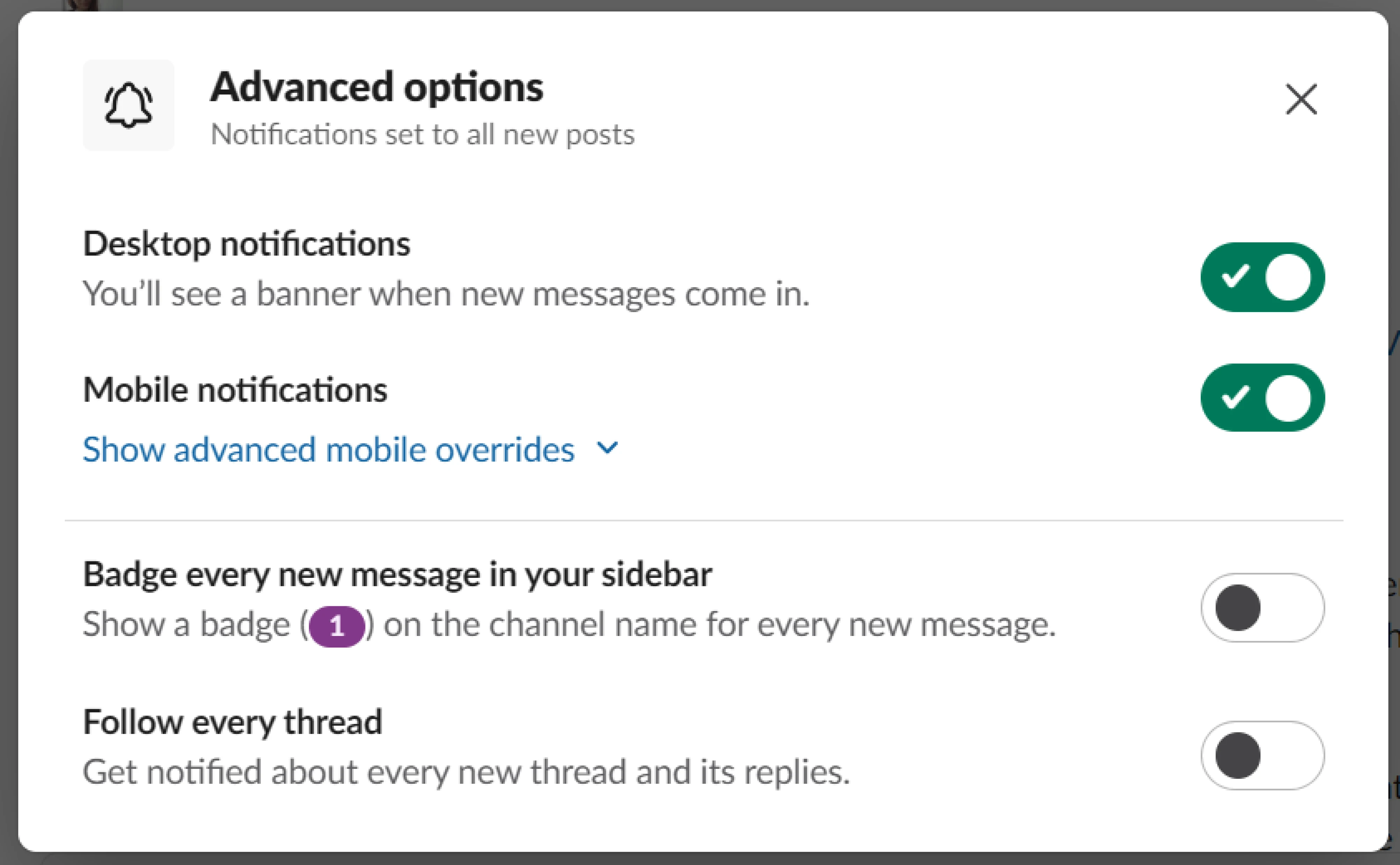 Slack’s notifications settings