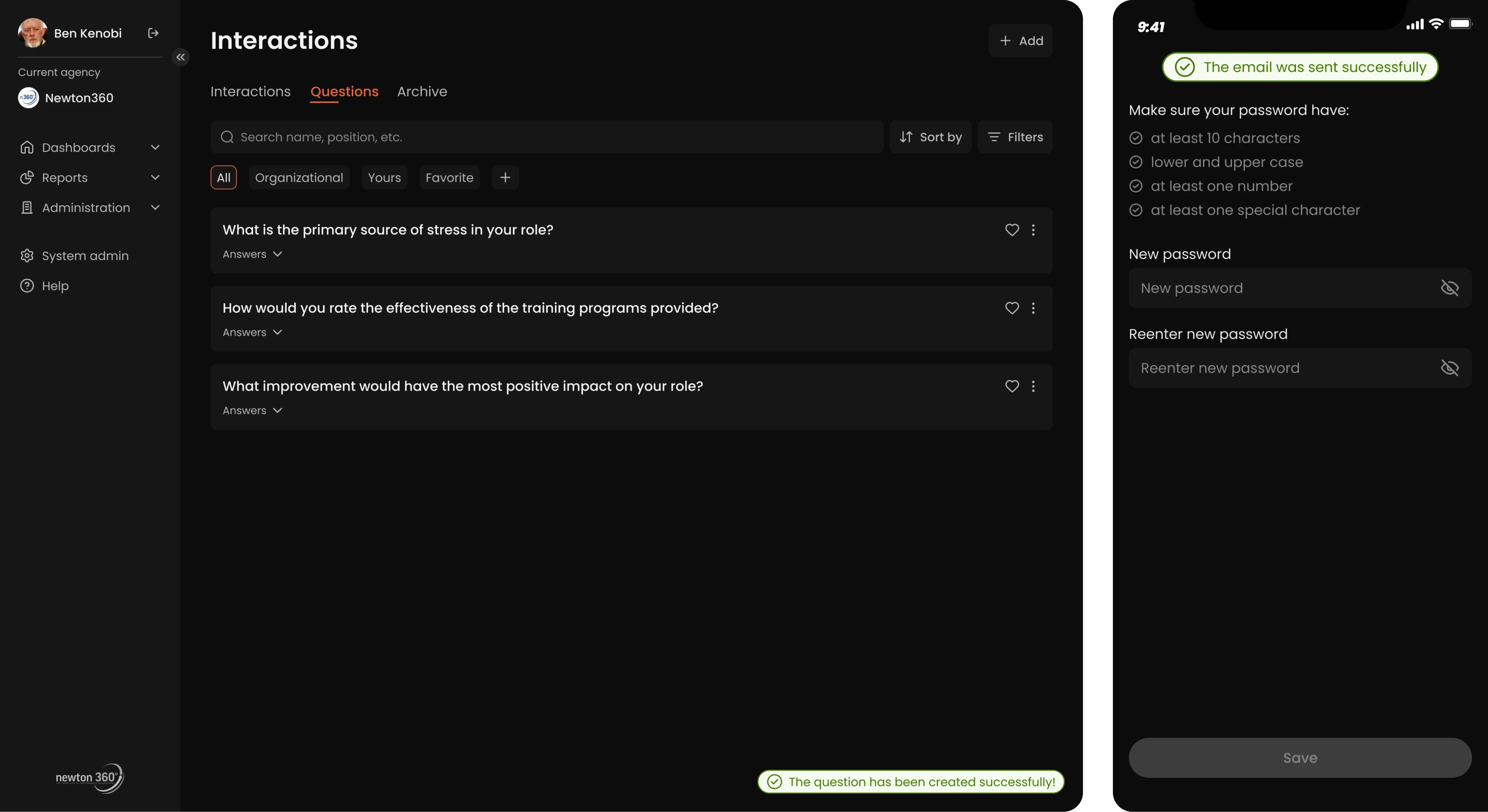desktop and mobile notification design