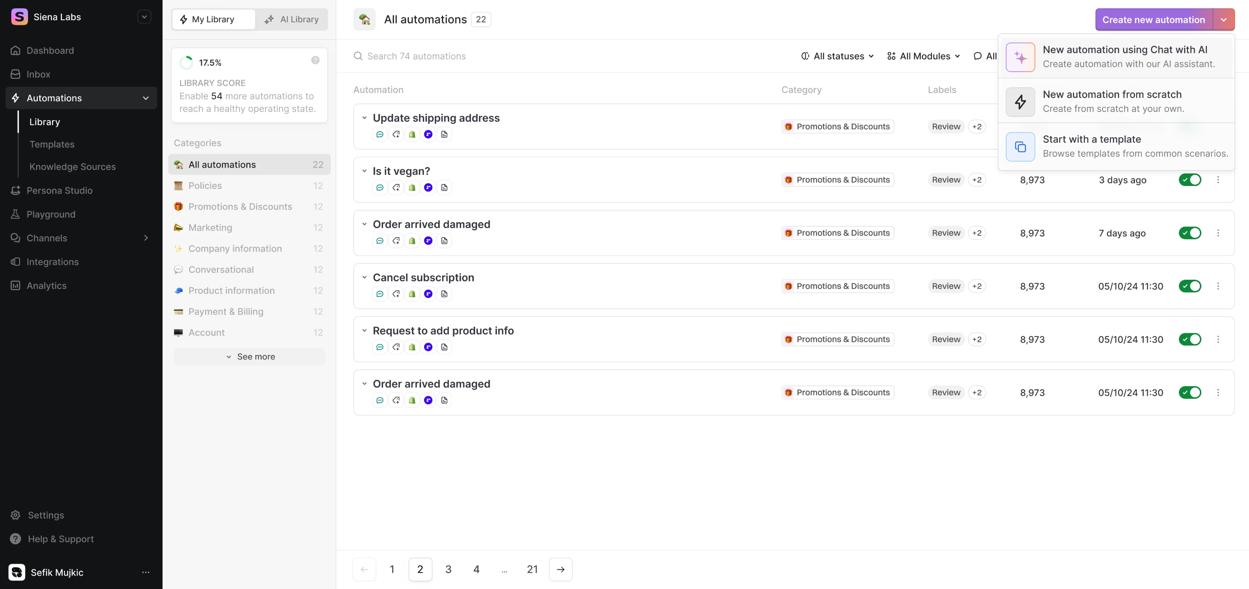 split button ui example