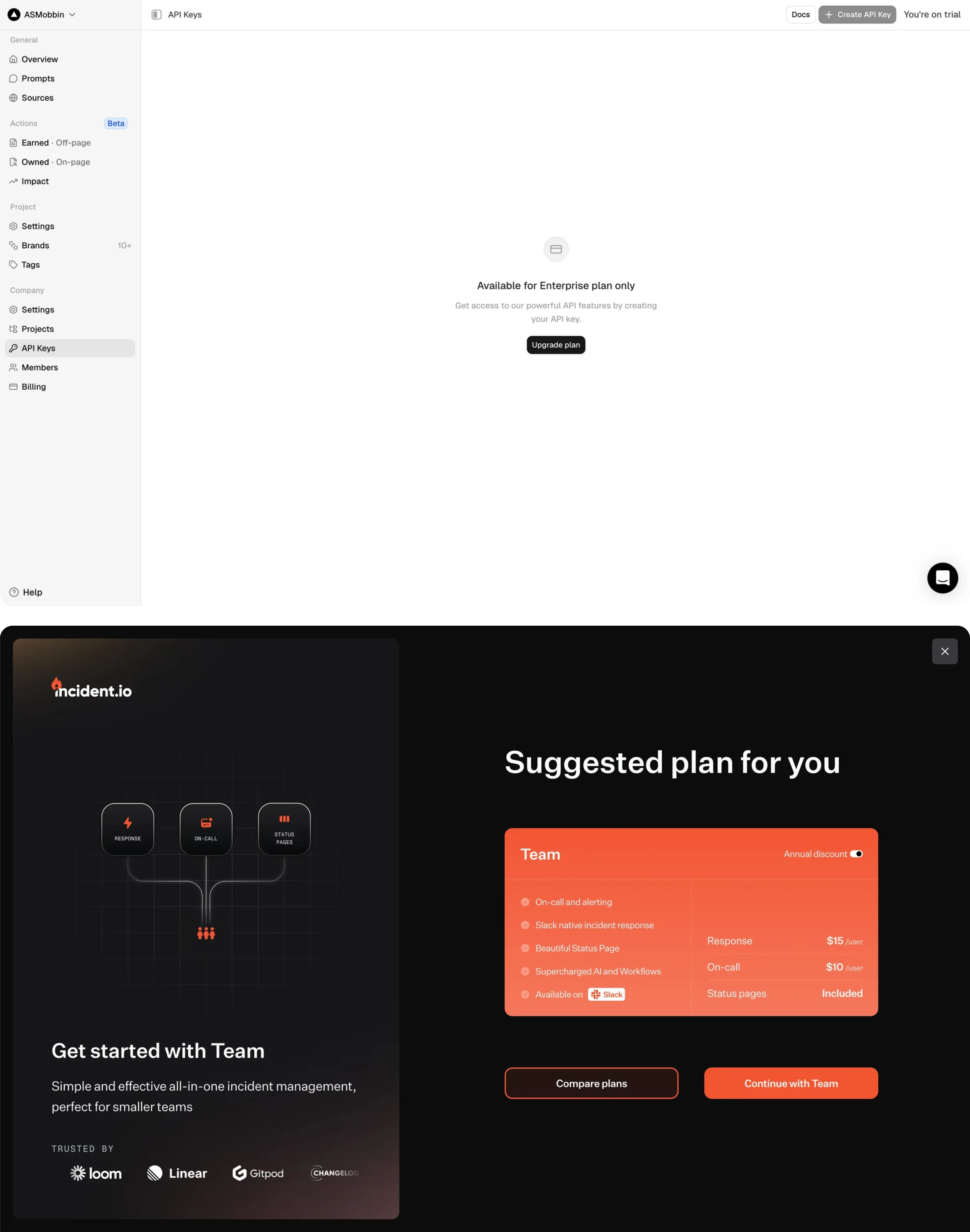 Paywall in Incident.io