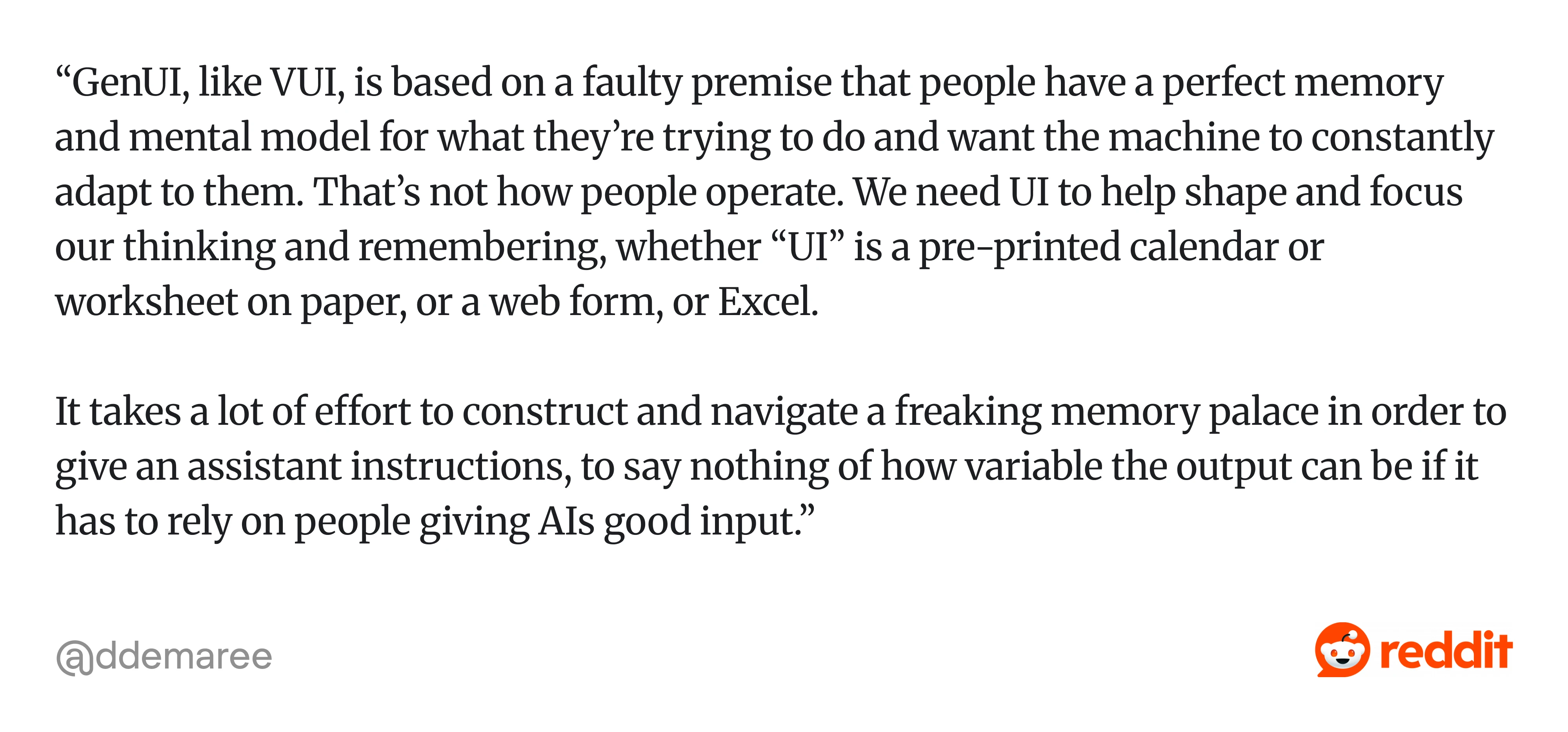 Thread on Reddit about generative UI