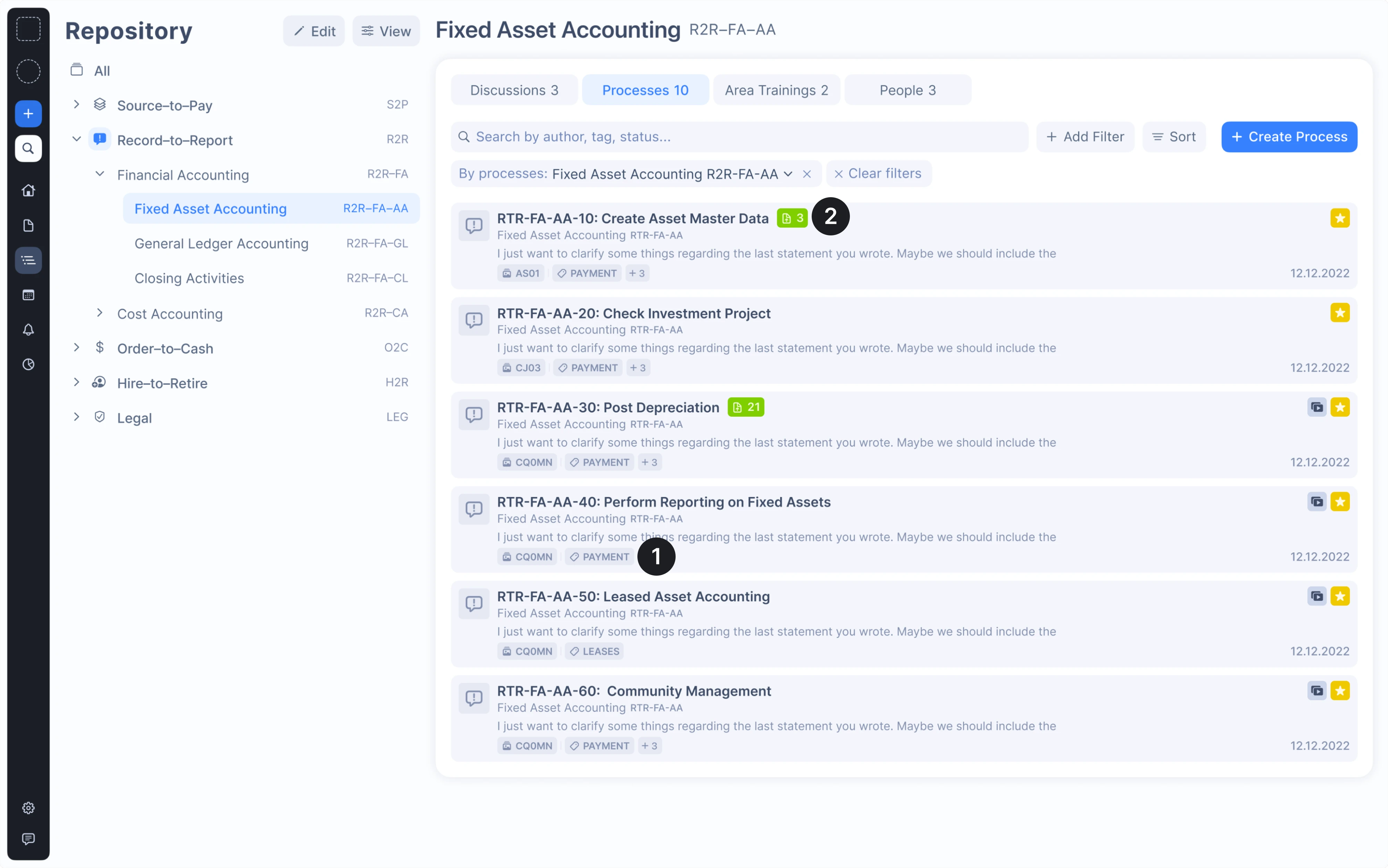 Tag UI example from a SaaS app