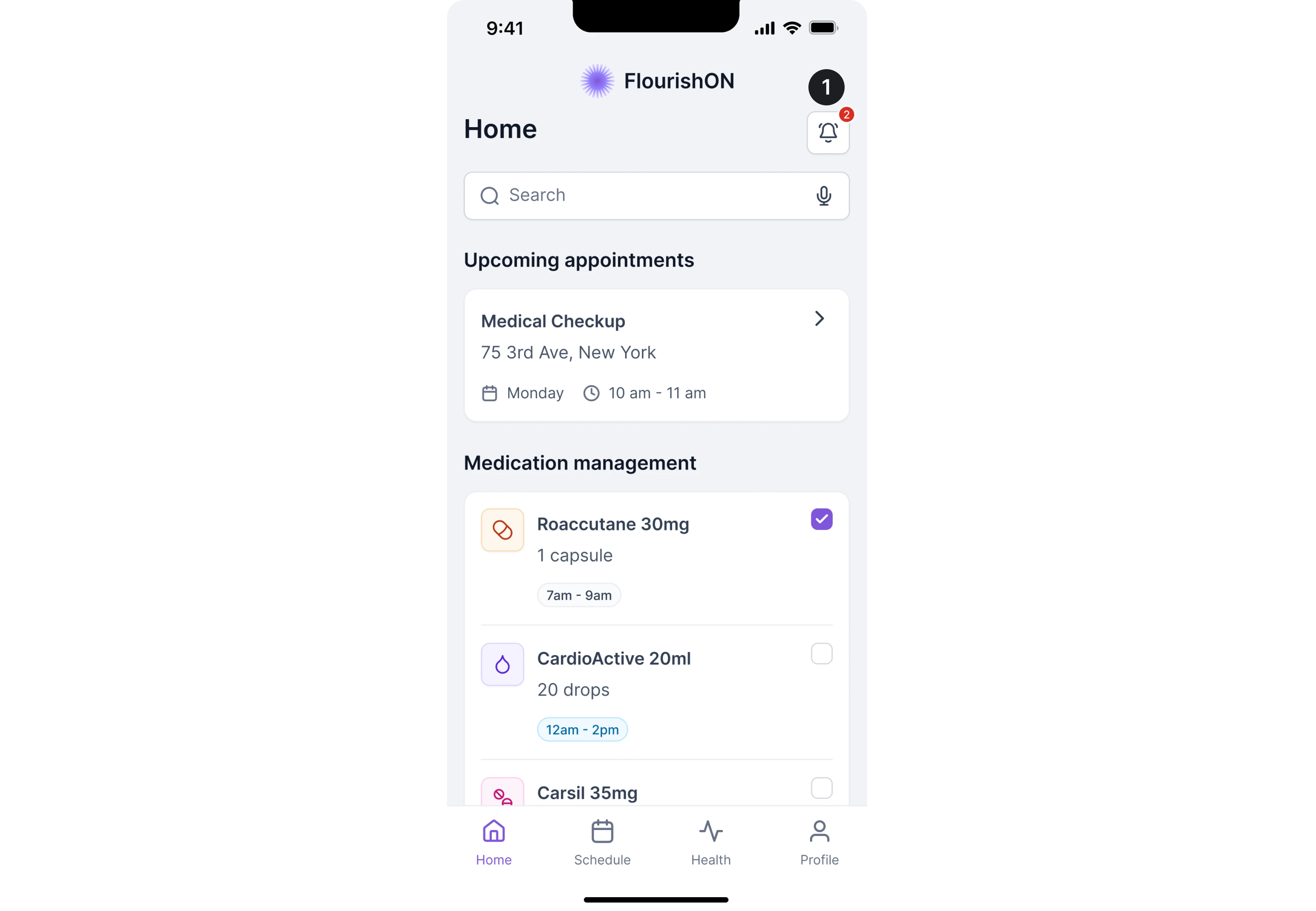 numeric badge UI example from mobile SaaS app