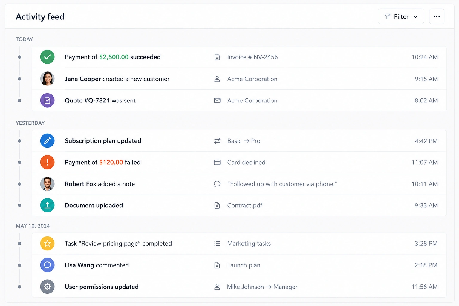 Consistent layouts in timeline ui