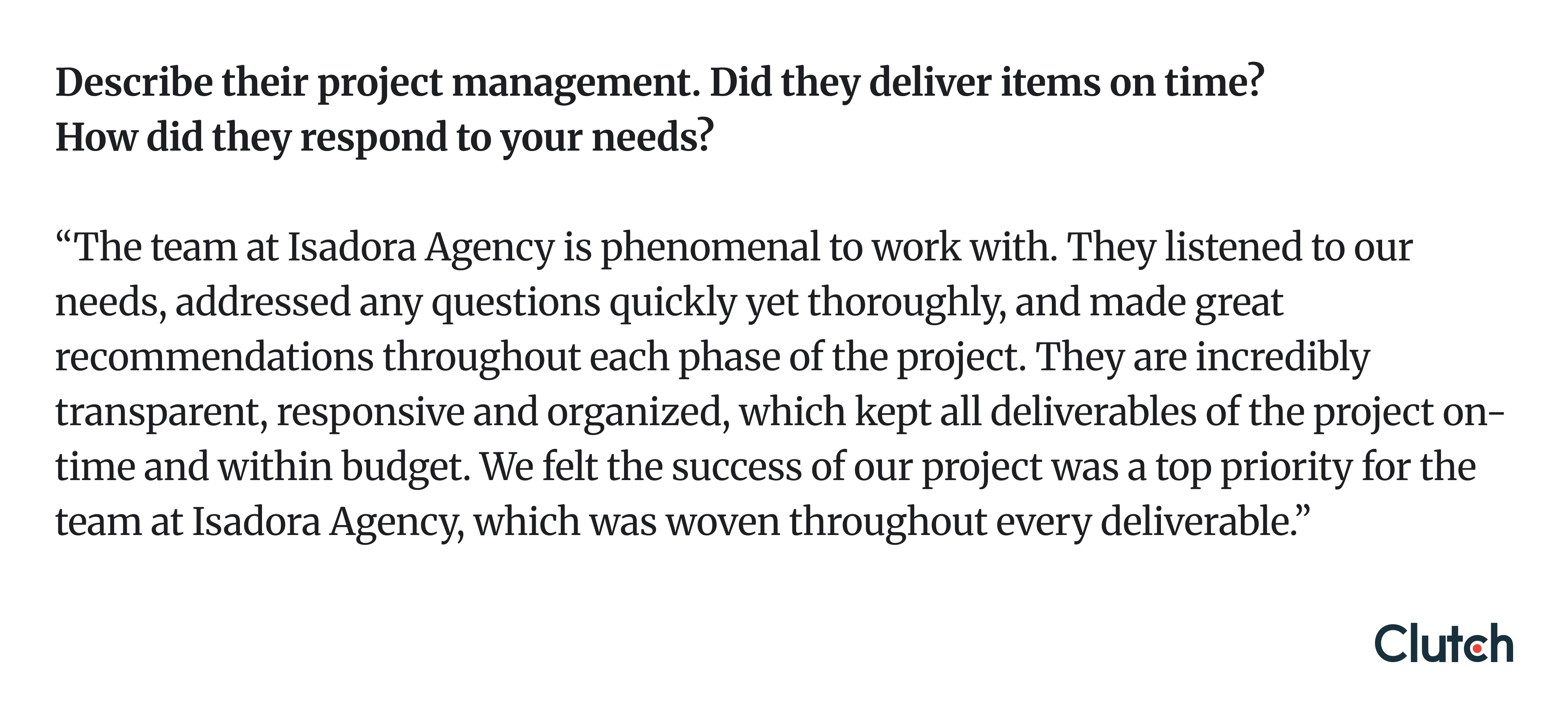 client review of isidora agency