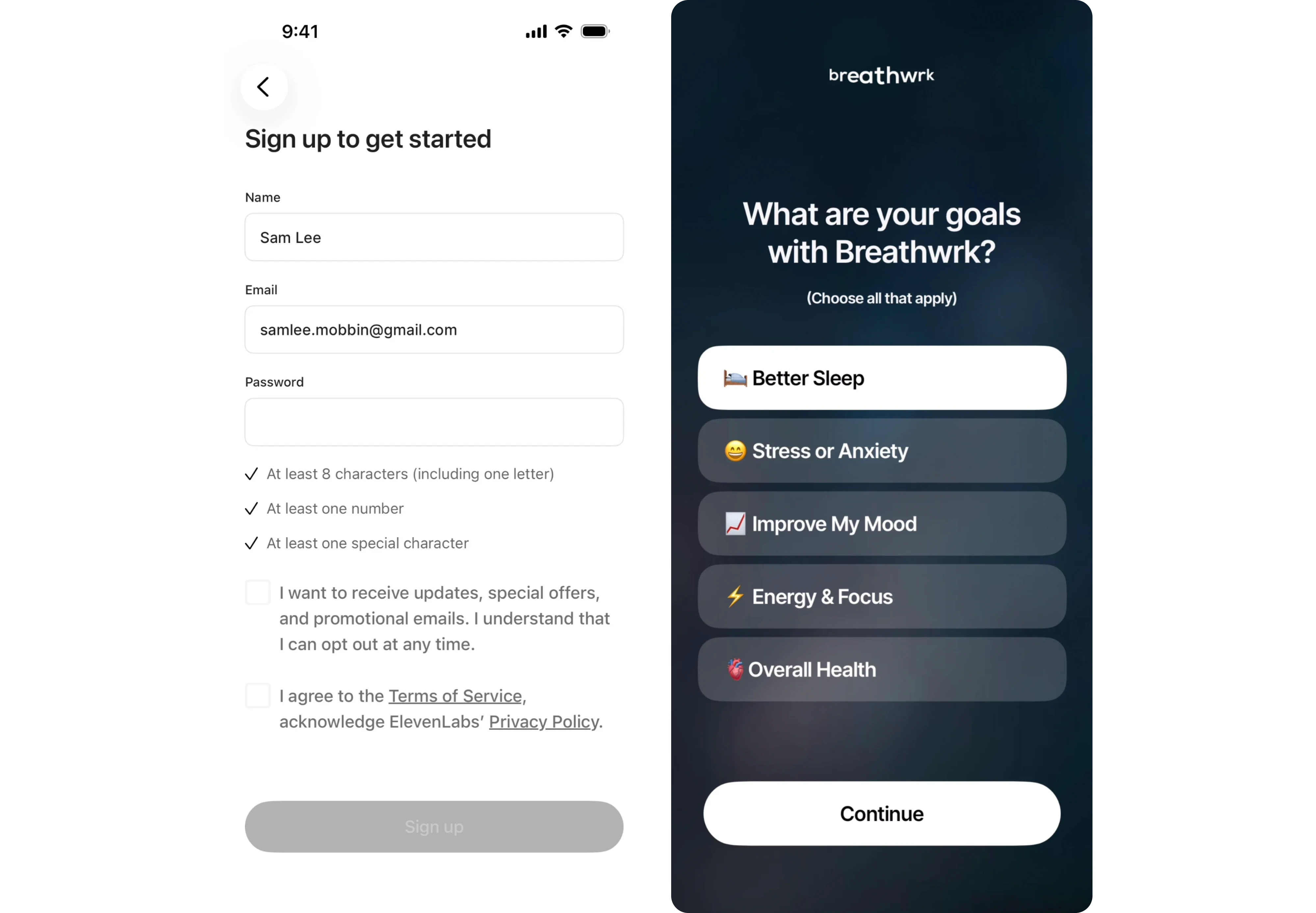 Signup screen vs onboarding screen