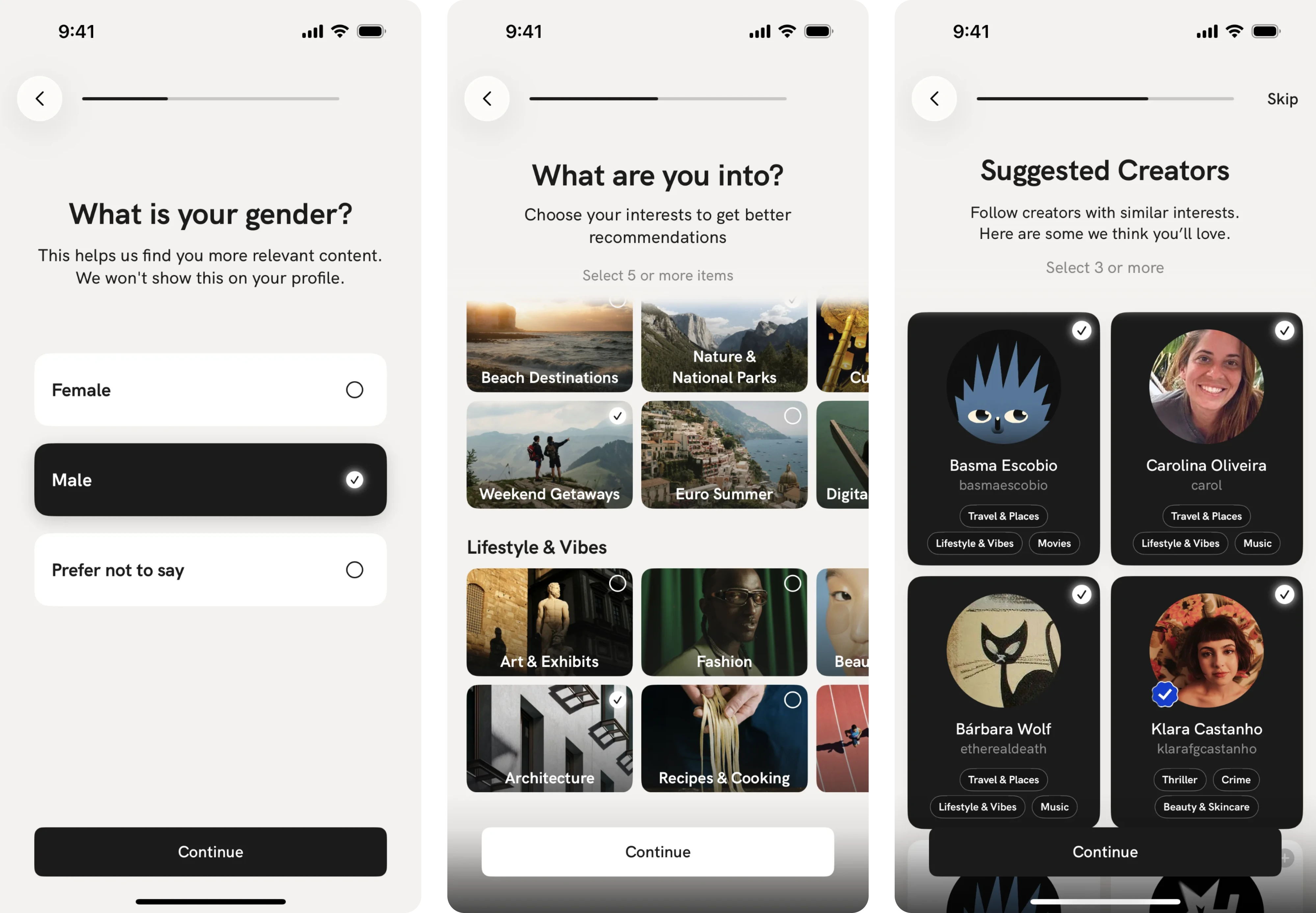 Hypelist’s self-selected onboarding