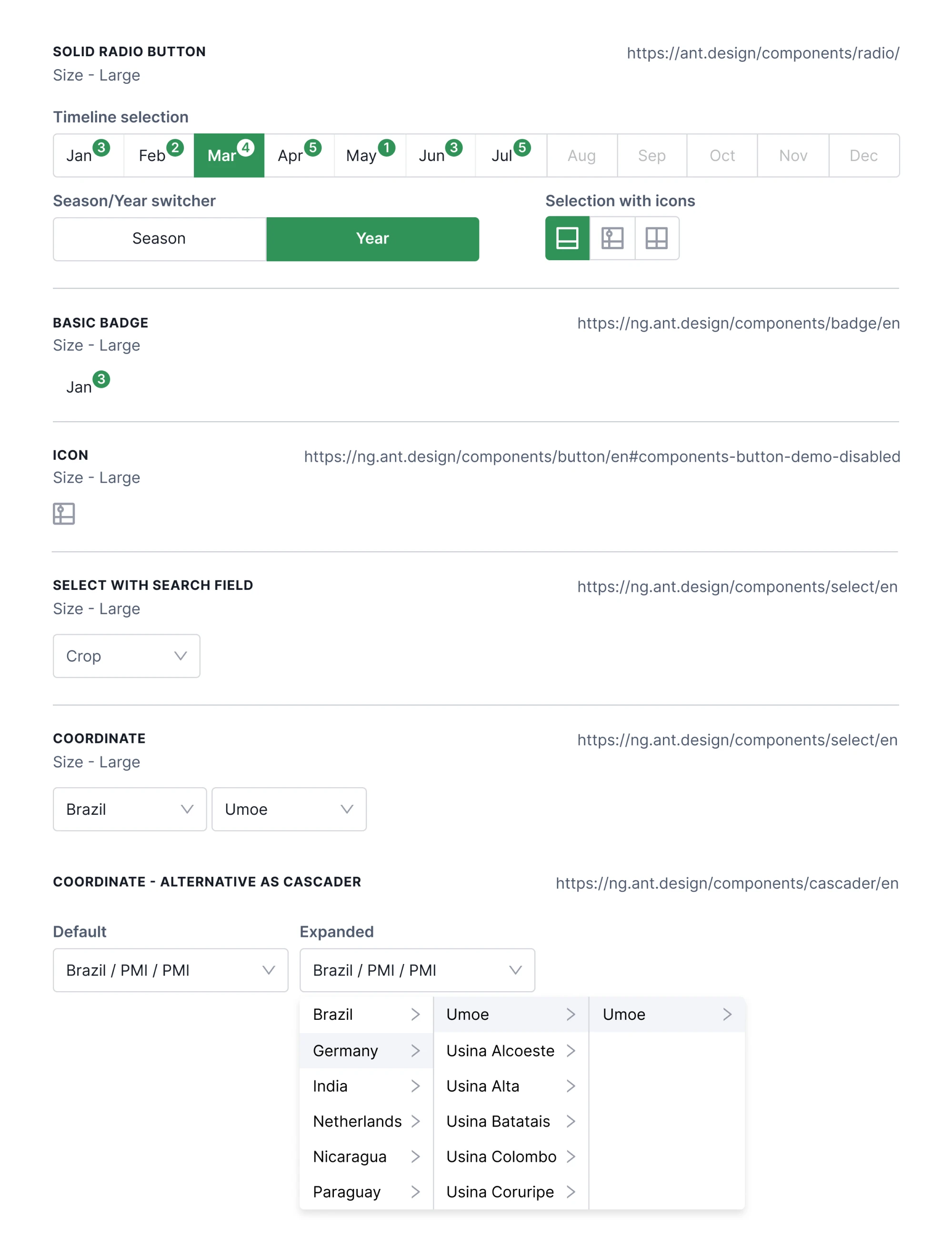 Excerpt from a design system