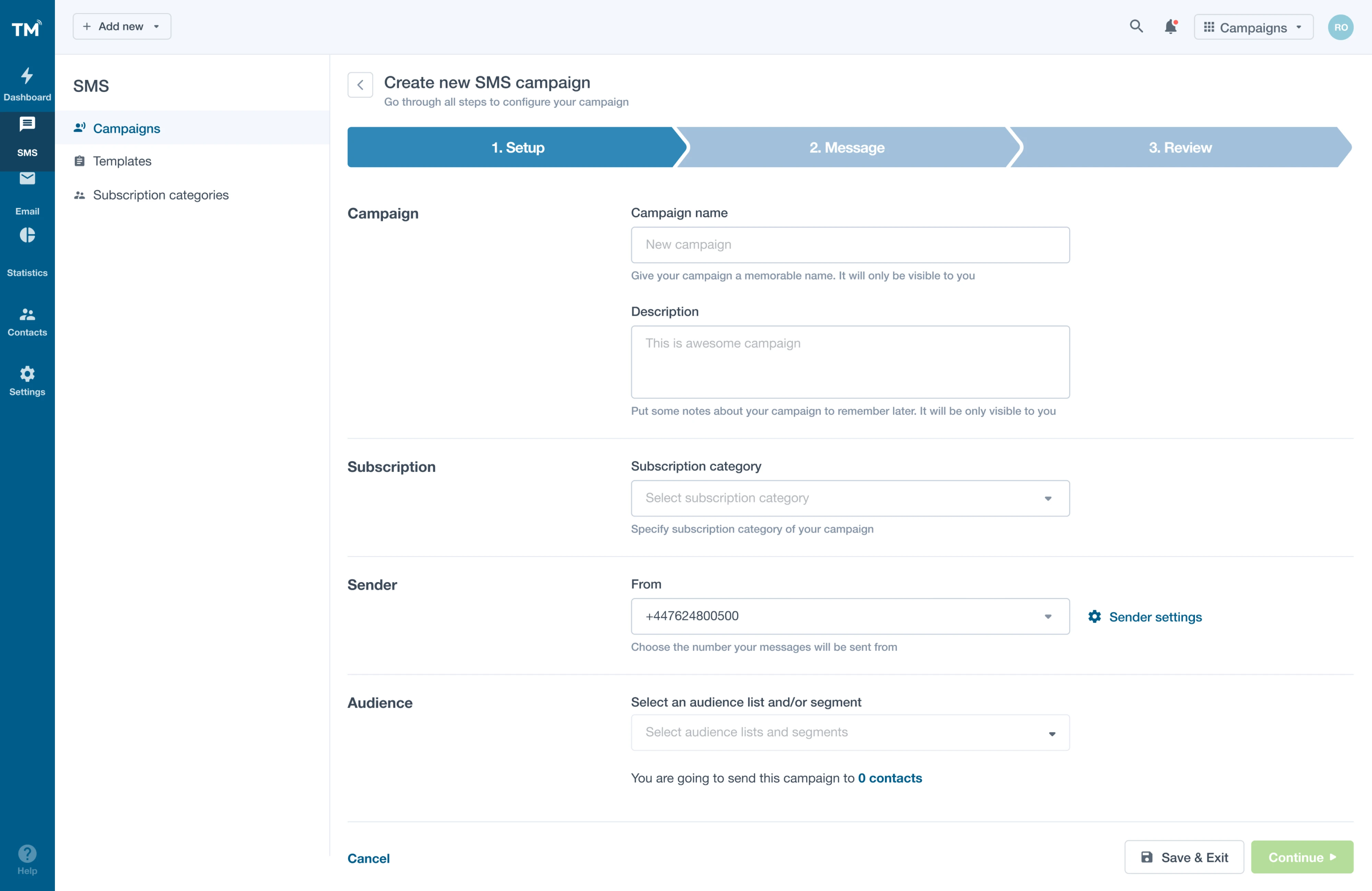 UX improvements for TextMagic