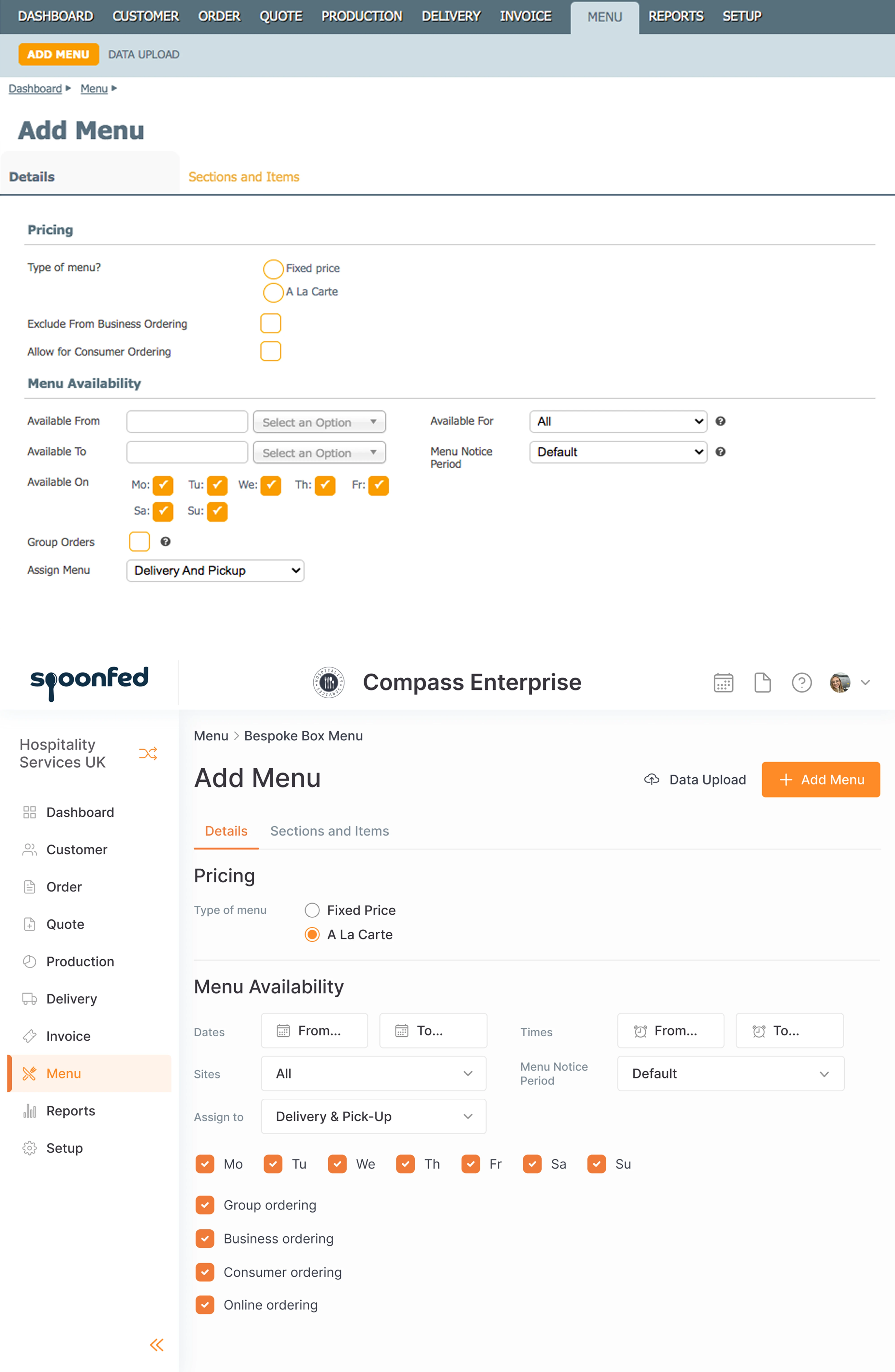 UX improvements for Spoonfed
