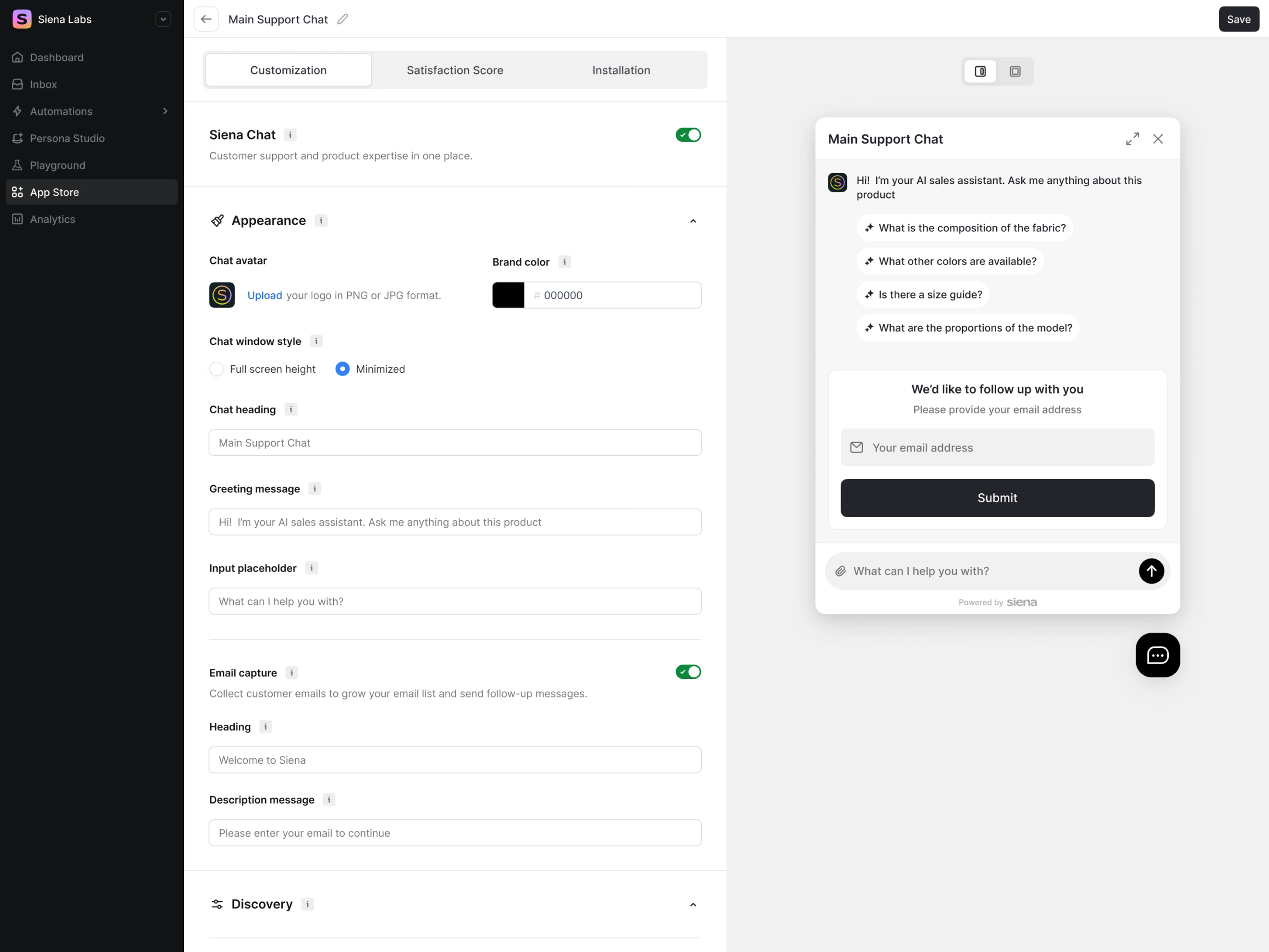 UX improvements for Siena