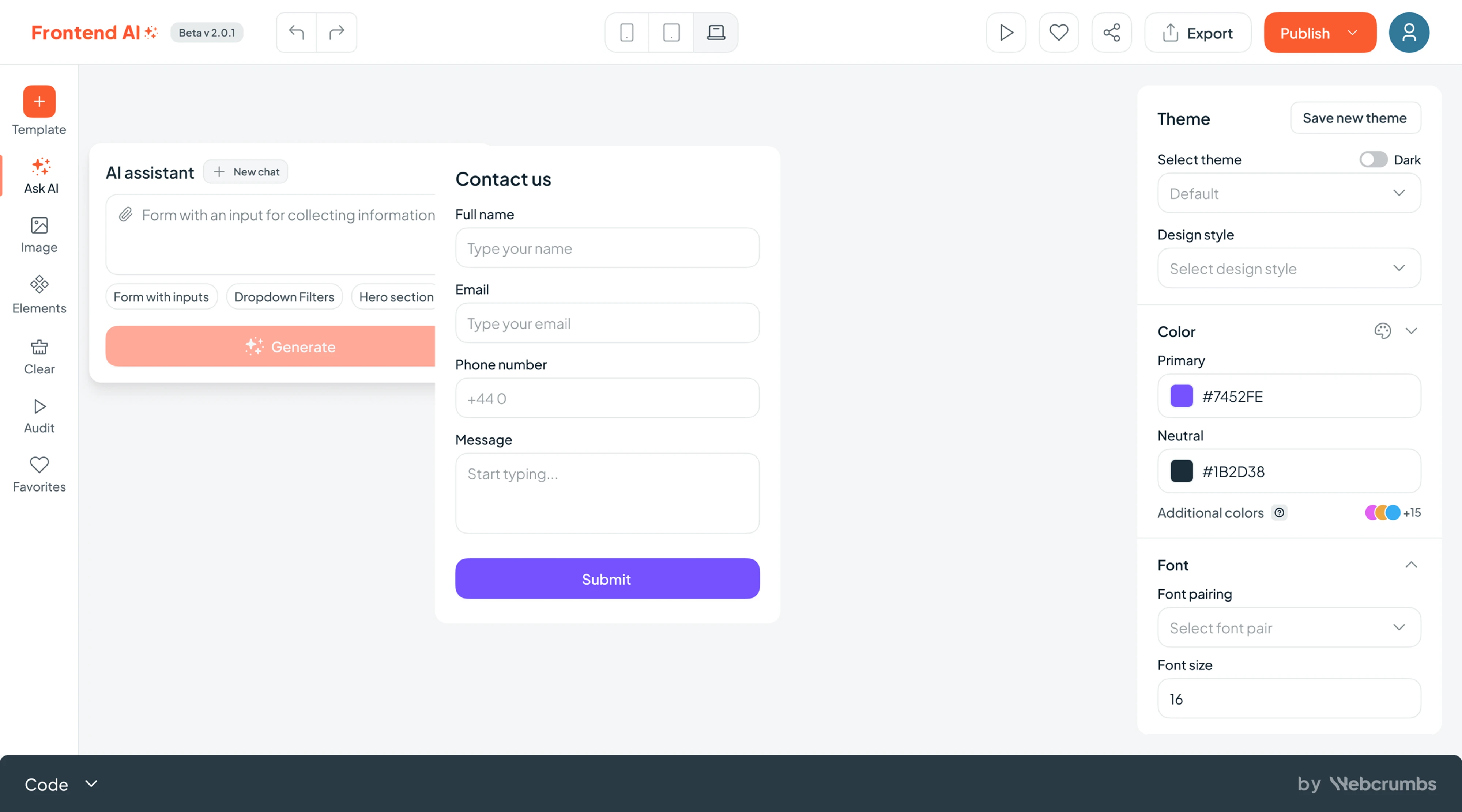 UX improvements for Frontend AI