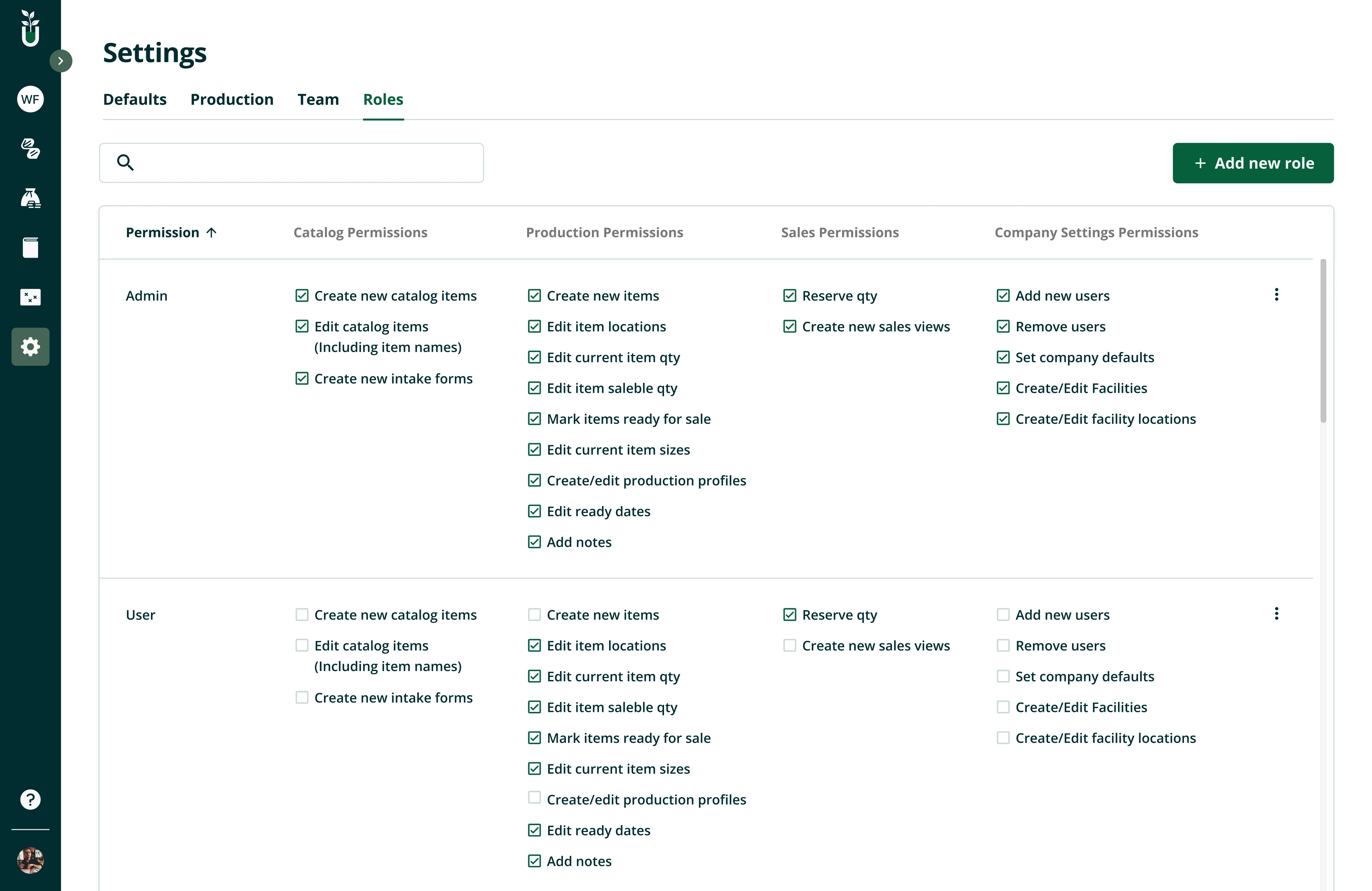 Plantiful settings page