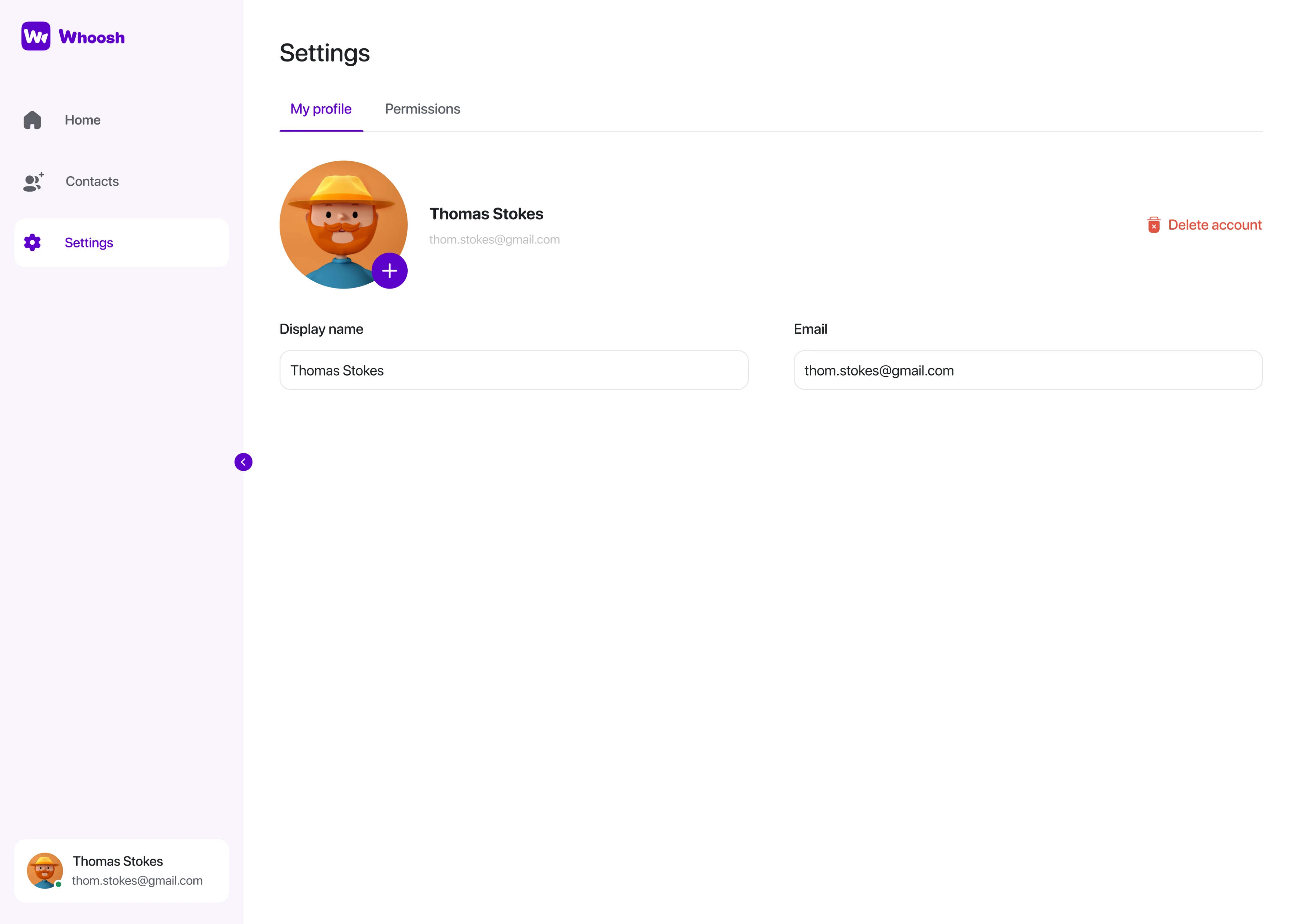 Whoosh profile settings