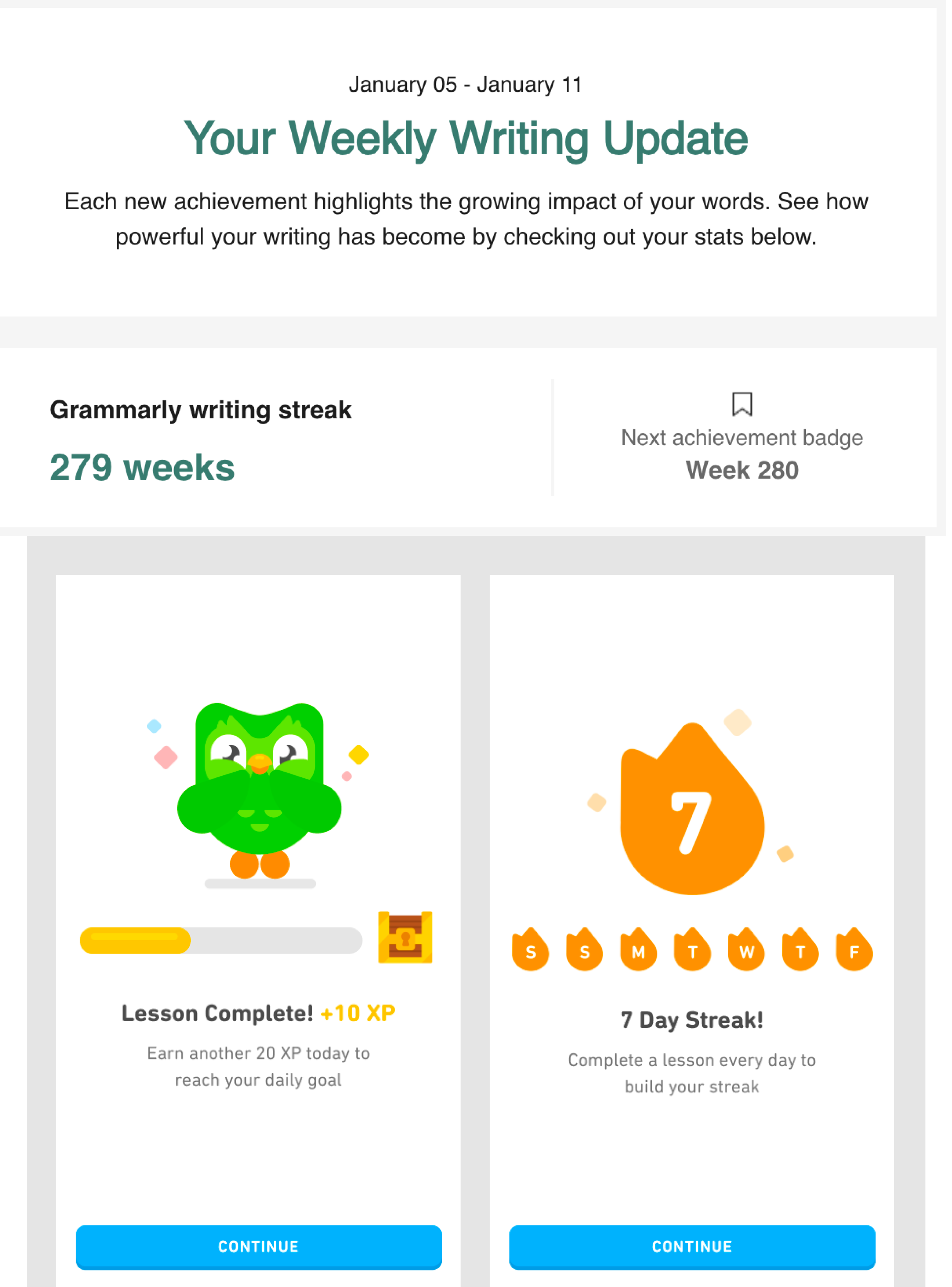grammarly and duolingo ui