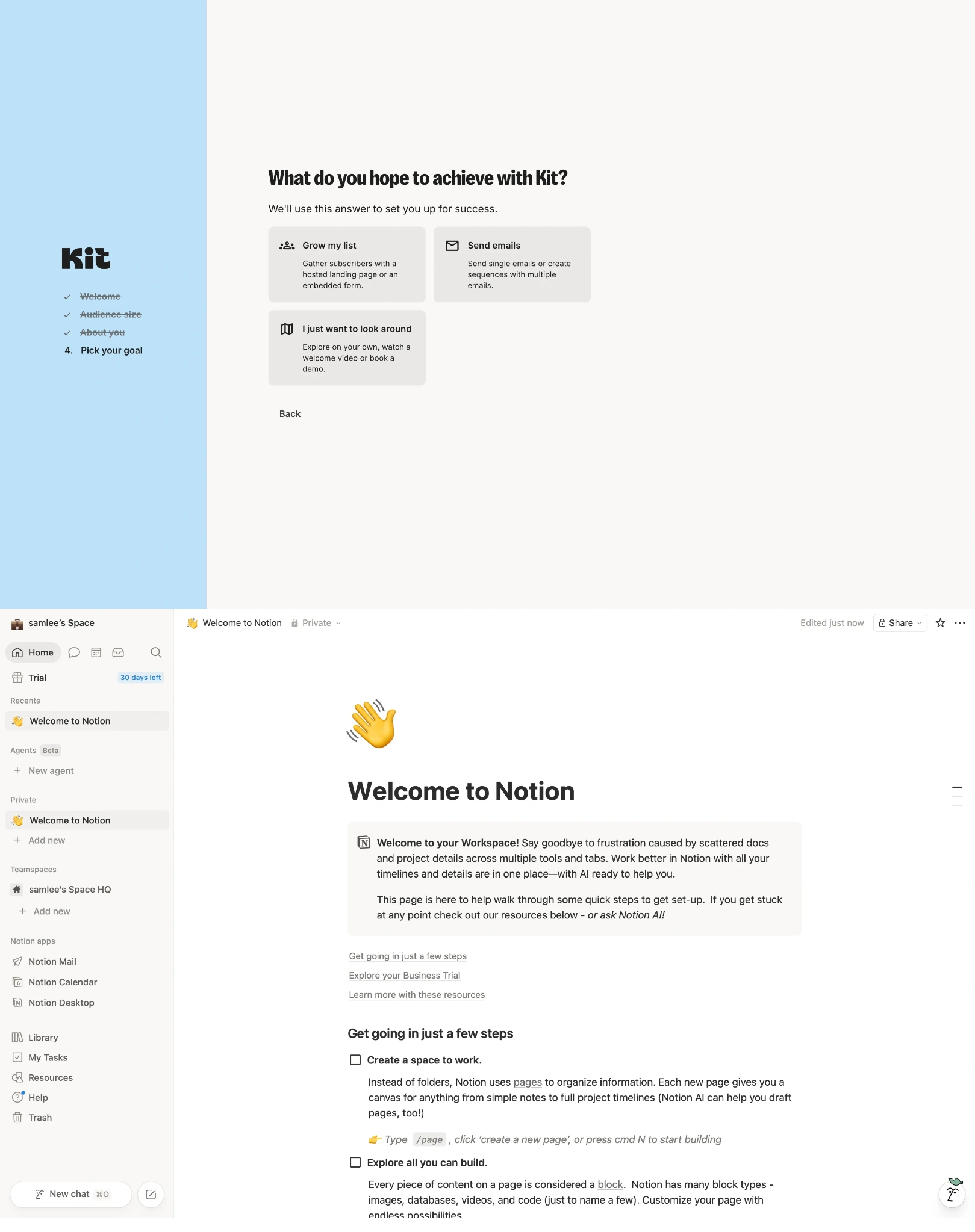 Kit and Notion UX design