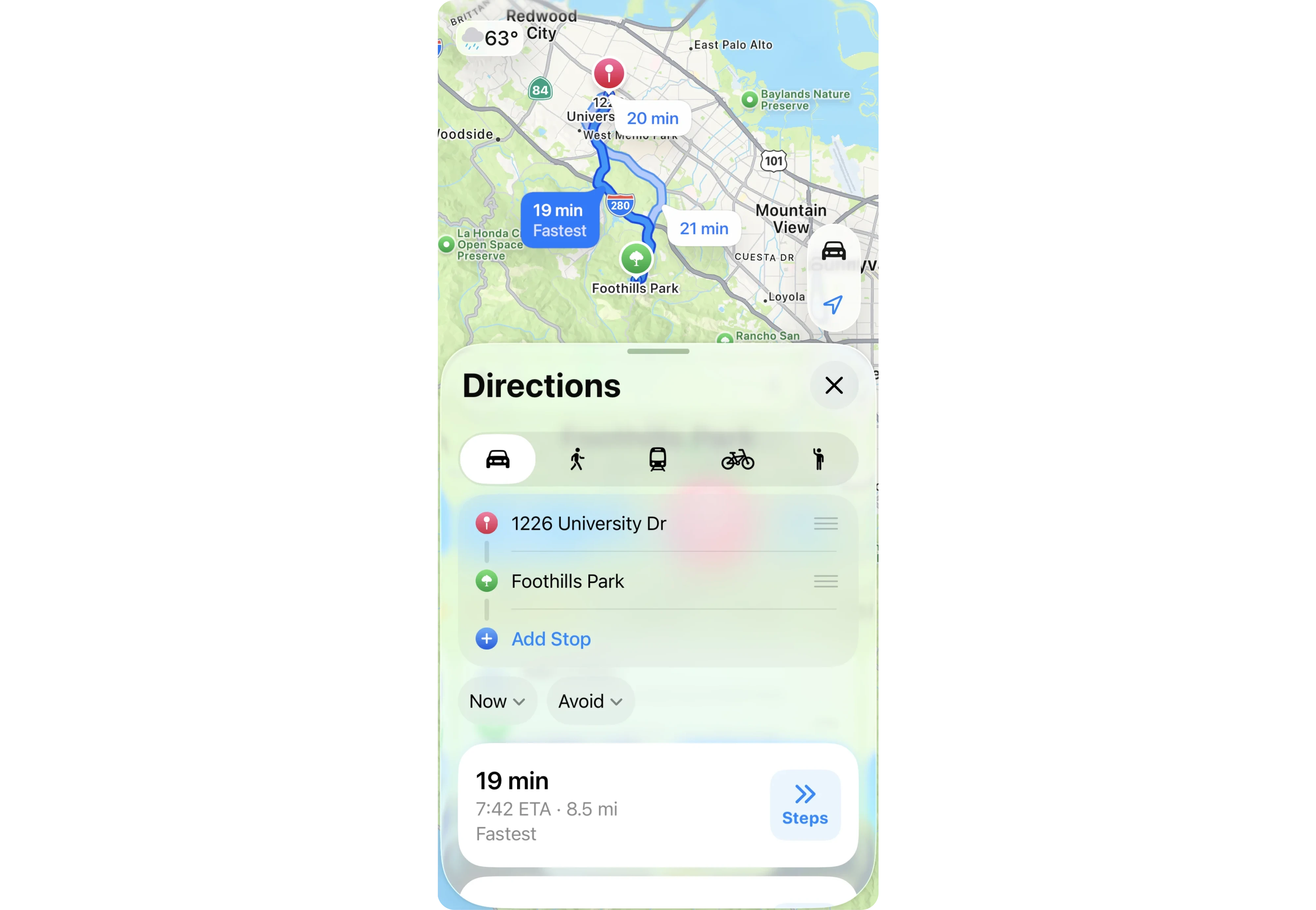 Apple Maps bottom sheet
