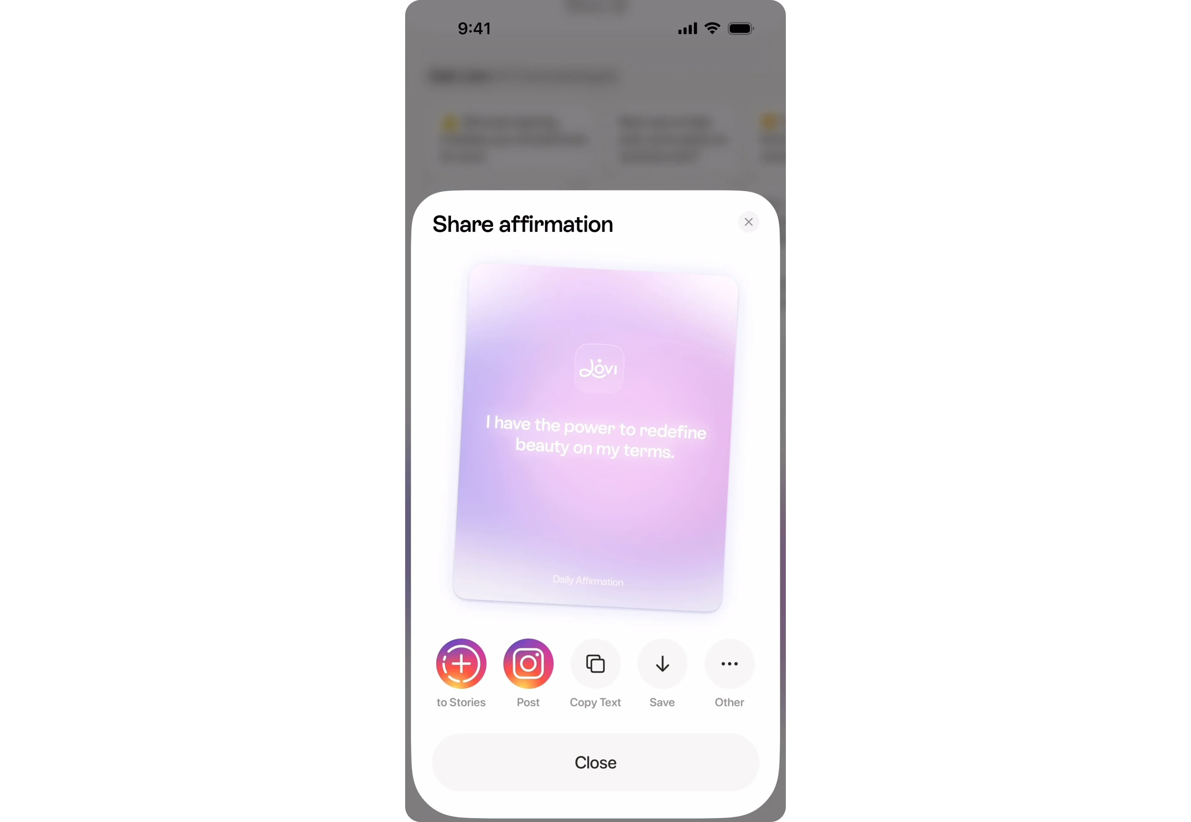 Tap Share on Instagram