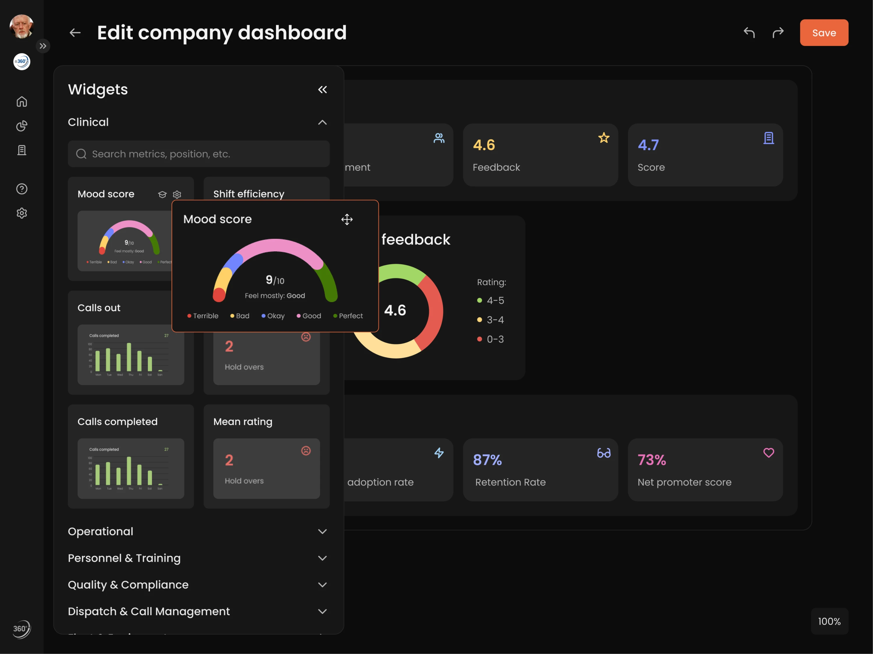 Configurable dashboard for Newton360