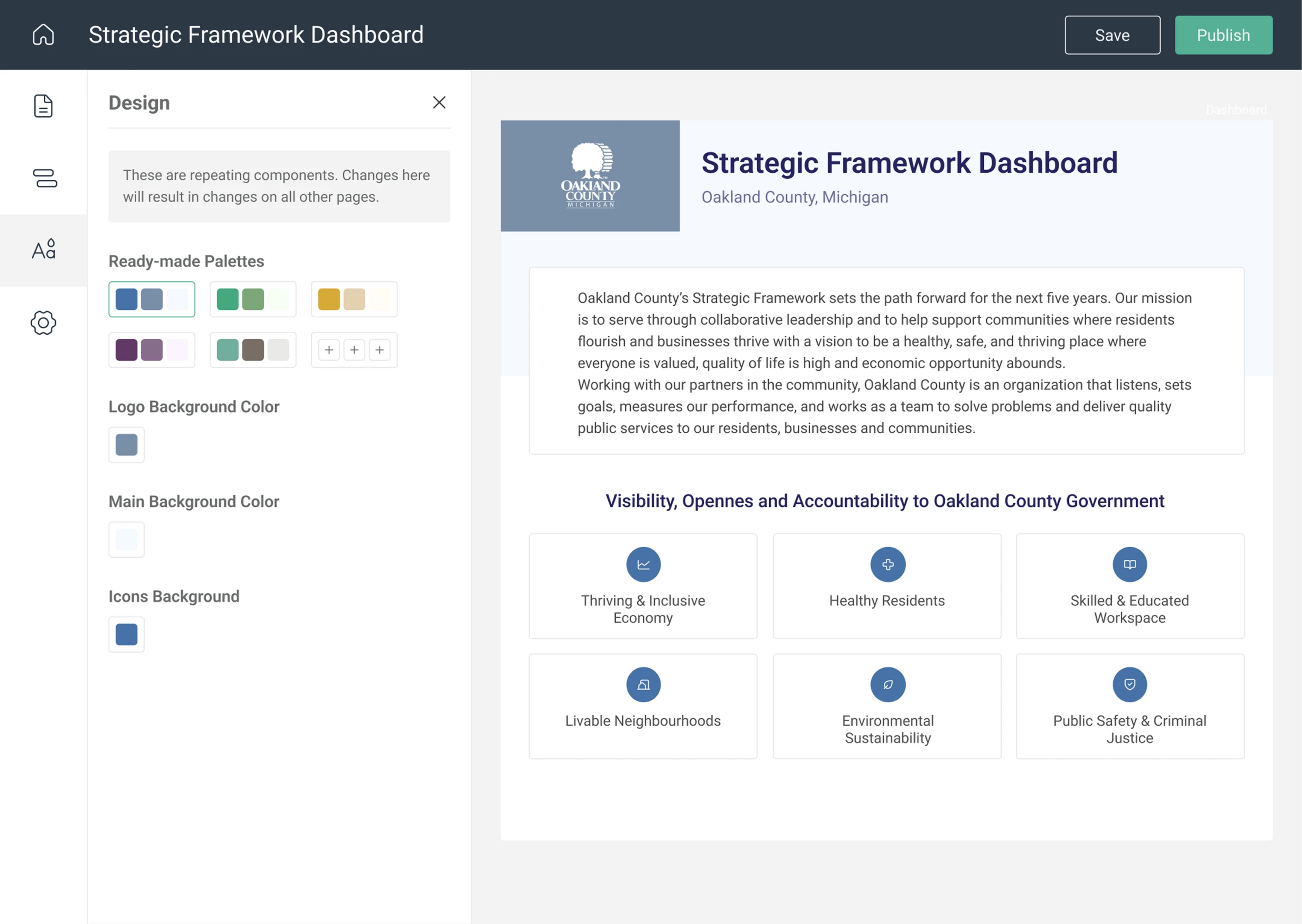 Admin dashboard for ClearPoint Strategy