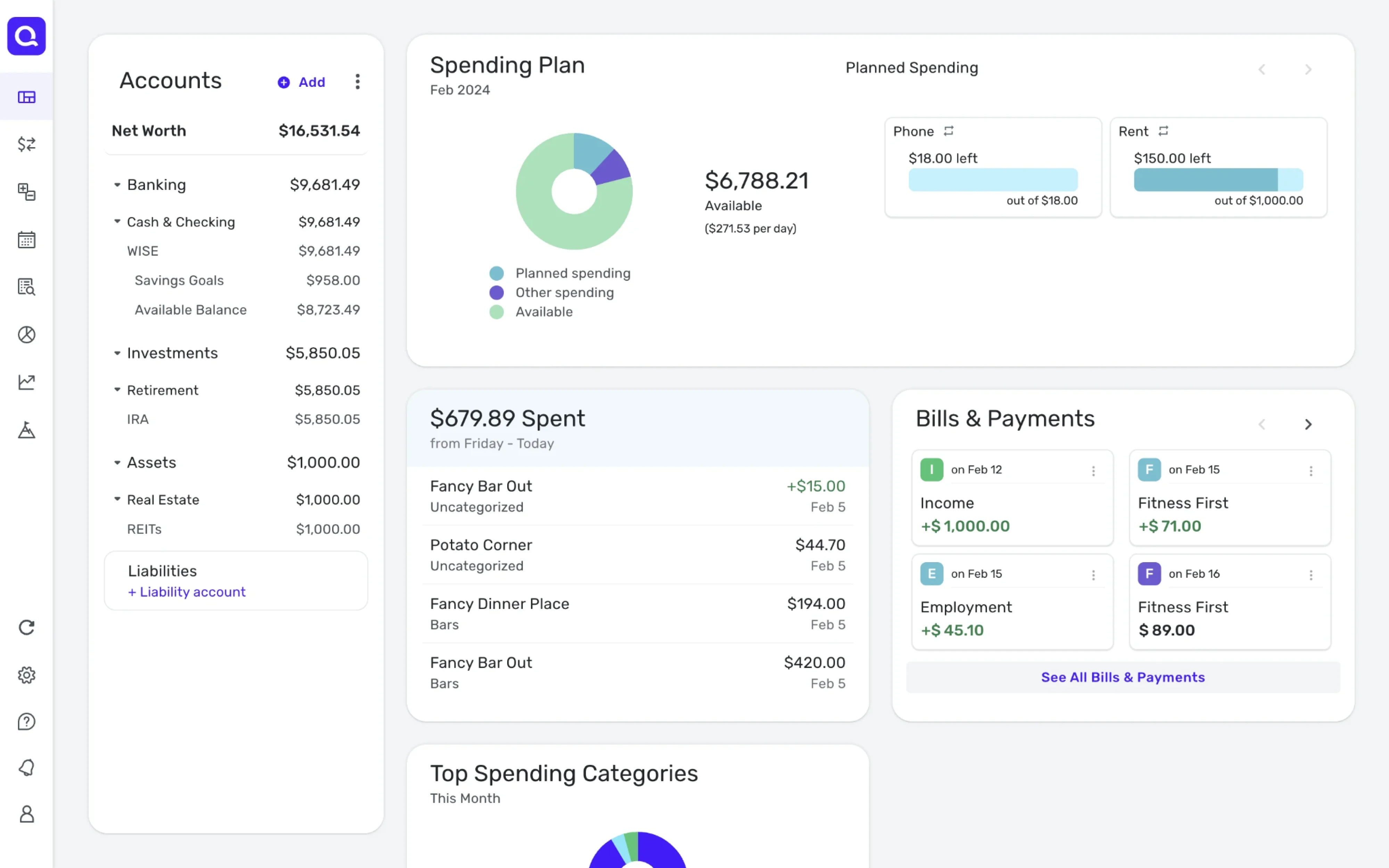 Dashboard with consistent design