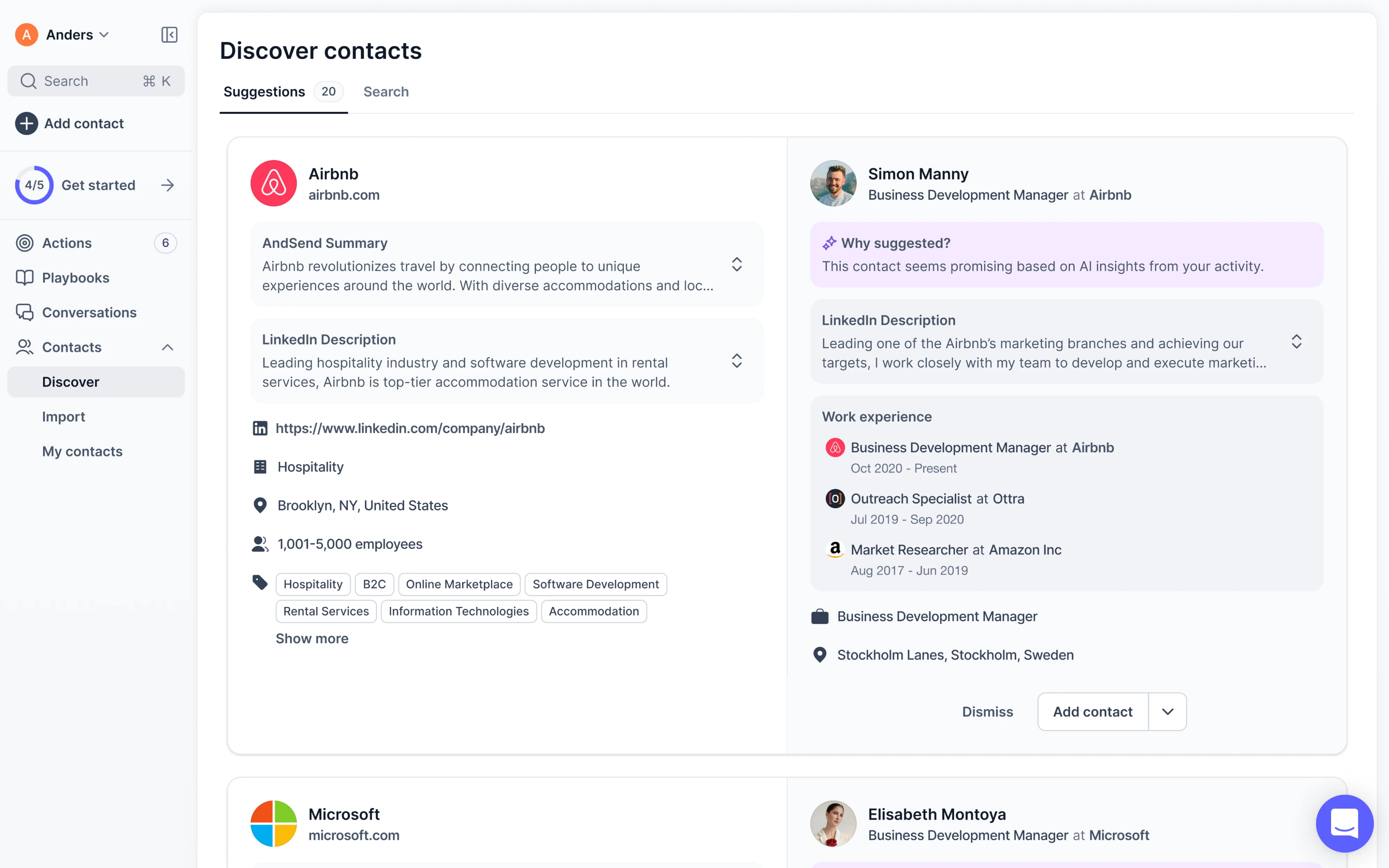 Redesigned prospecting flow