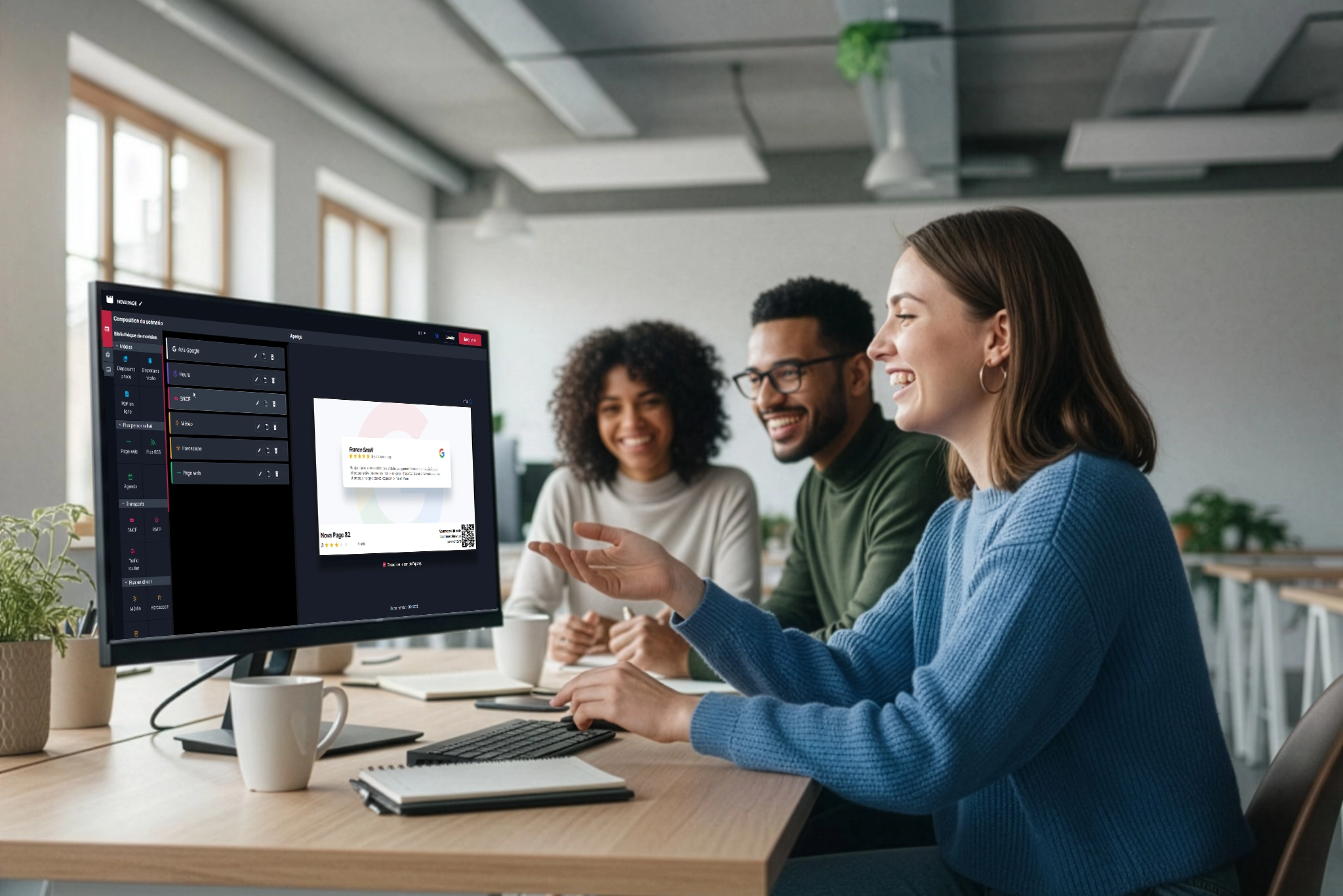 Interface ADS — sélection et programmation de la diffusion sur plusieurs écrans