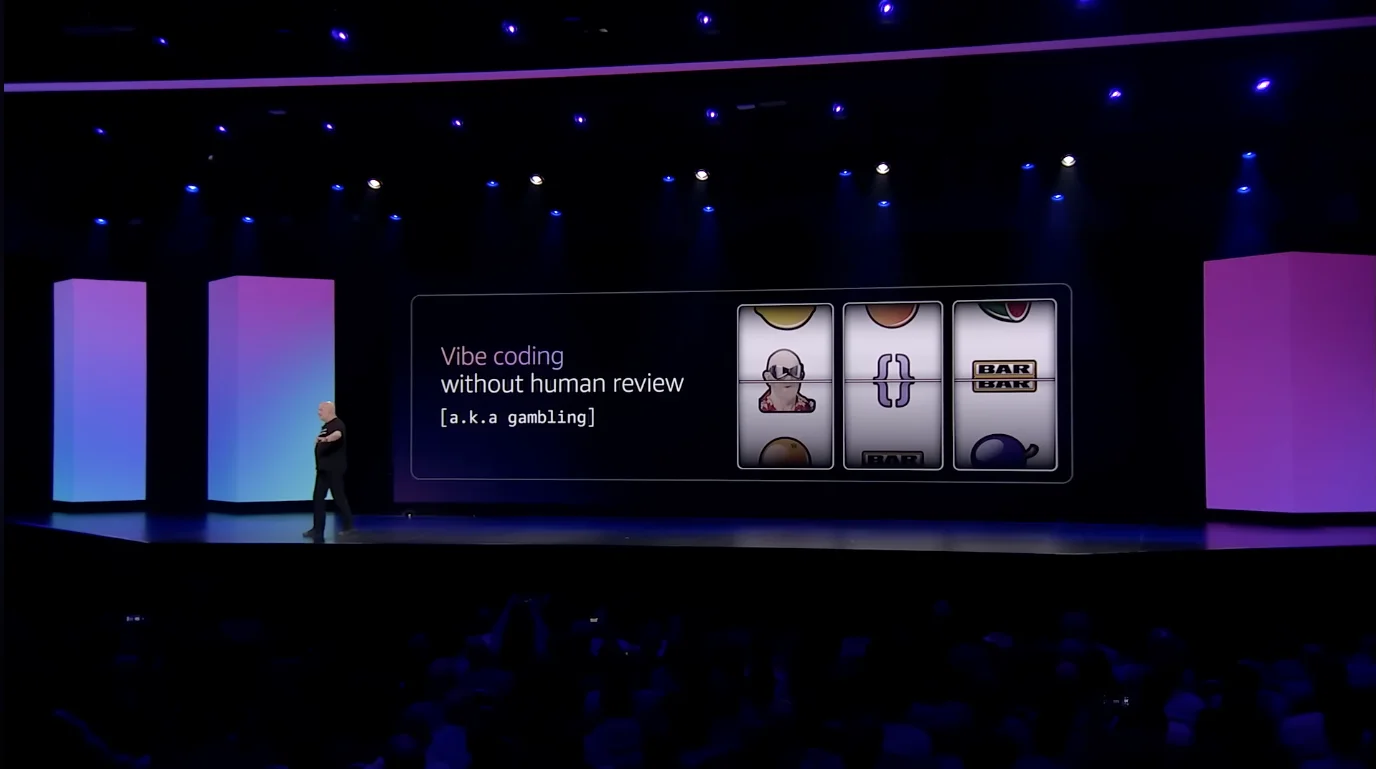 Dr. Werner Vogels, President and CTO of Amazon is introduced to give his re:Invent 2025 keynotes
