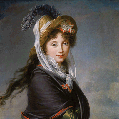 Peinture de Viger Le Brun animée les cheveux au vent