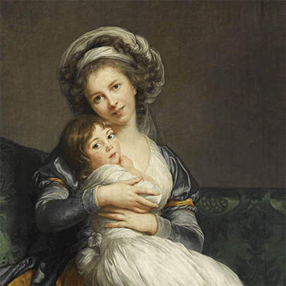 Peinture de Viger Le Brun animée avec un enfant la regardant