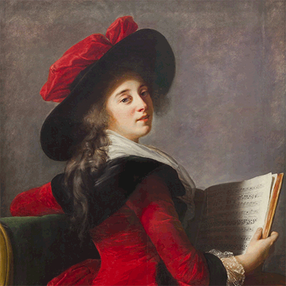 Peinture de Viger Le Brun avec partition de musique animée