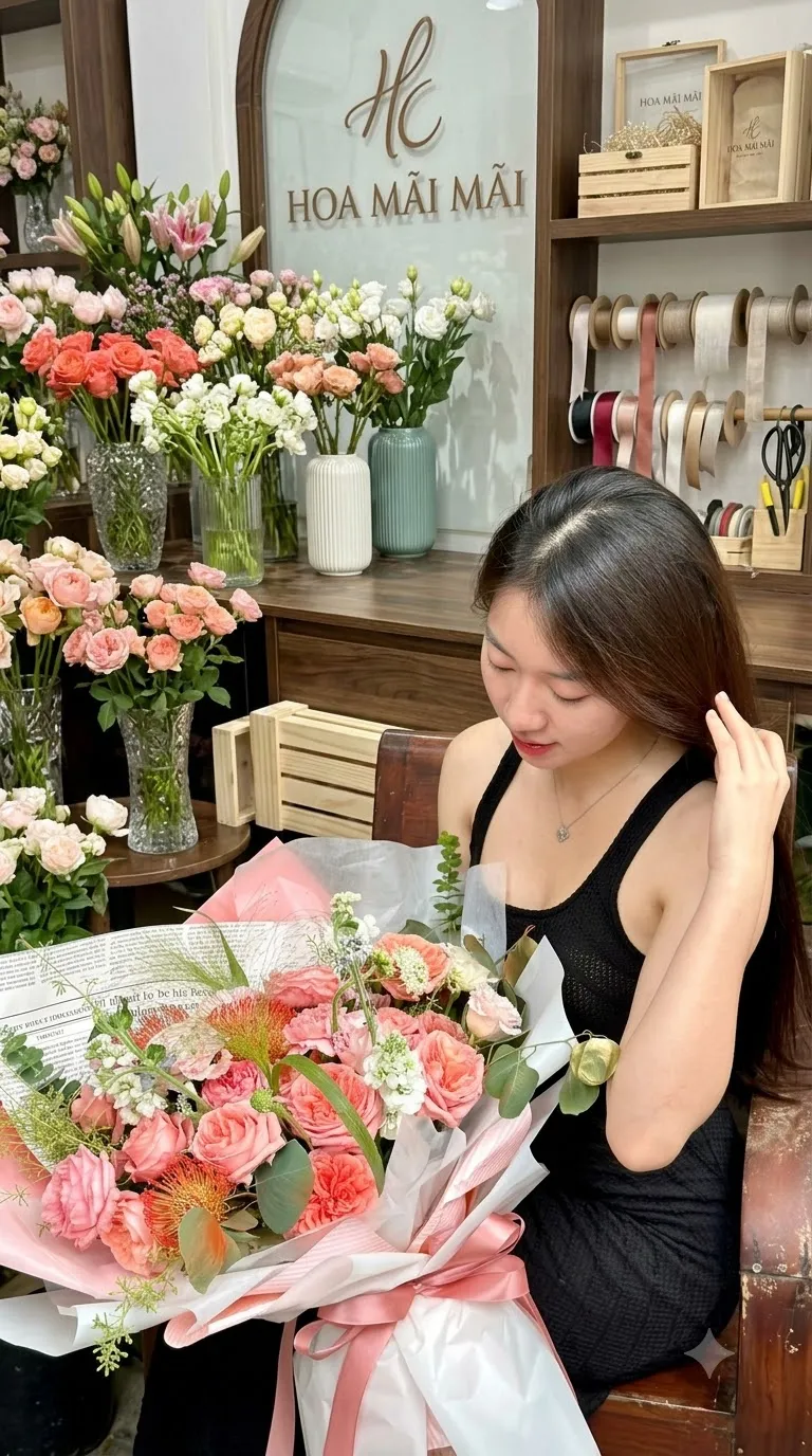 Bó hoa cẩm chướng cam san hô tại Huyện Hồng Dân, Bạc Liêu