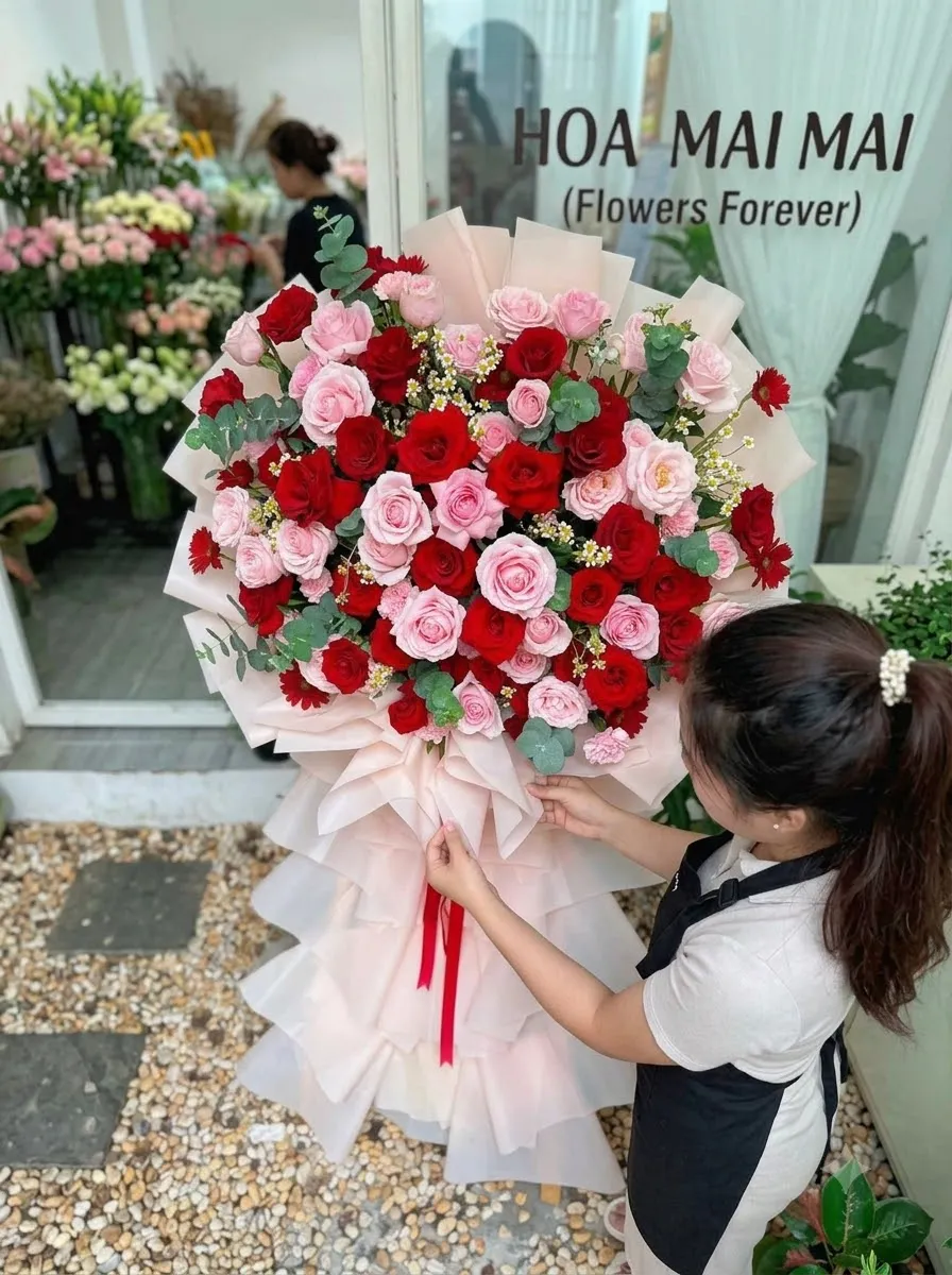 Bó hoa lớn tông hồng đỏ tại Huyện Trạm Tấu, Yên Bái