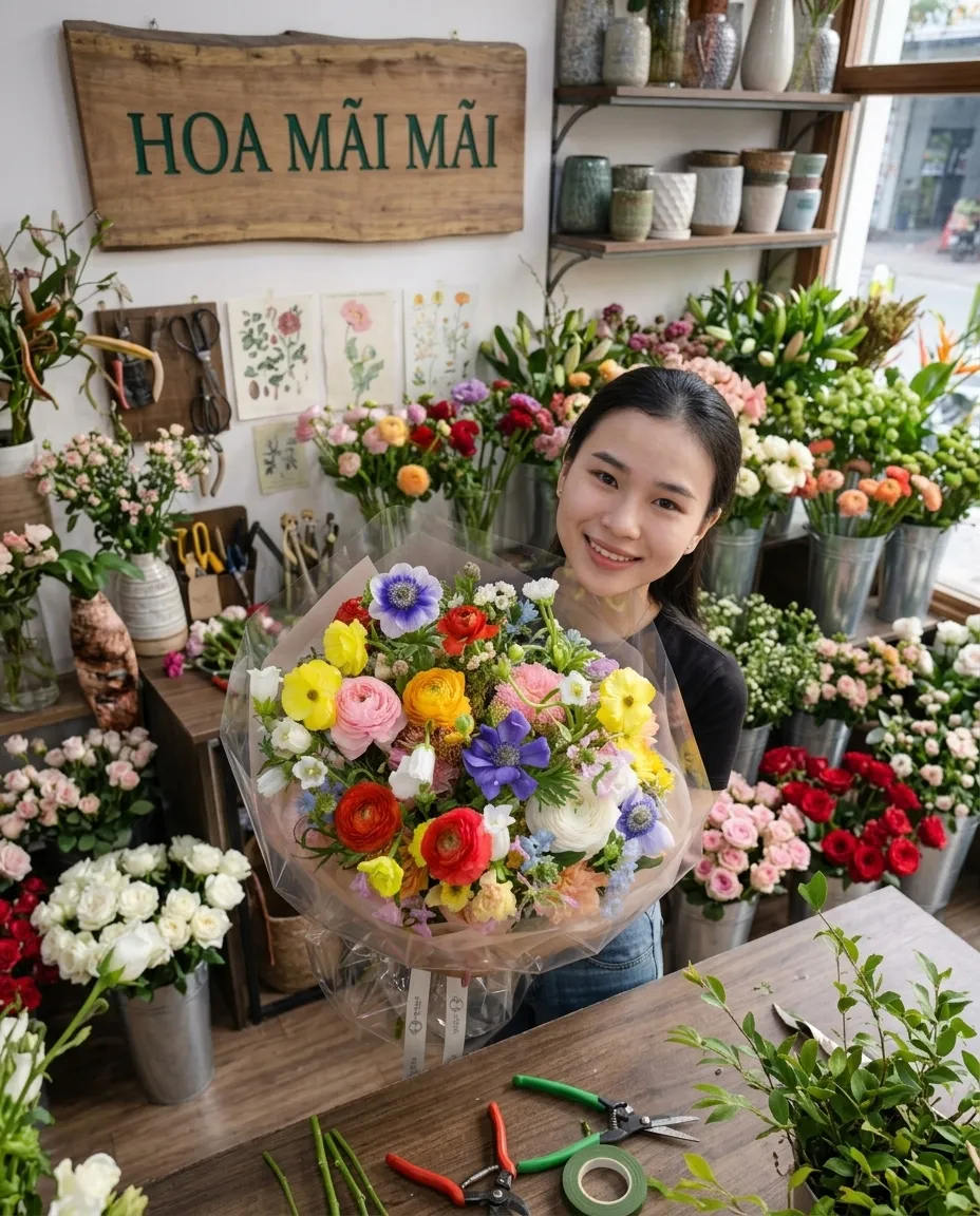 Bó hoa mao lương nhiều màu tại Thới Lai, Cần Thơ