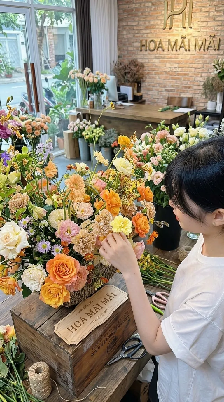 Góc làm hoa trong tiệm hoa tươi tại Huyện Krông Ana, Đắk Lắk