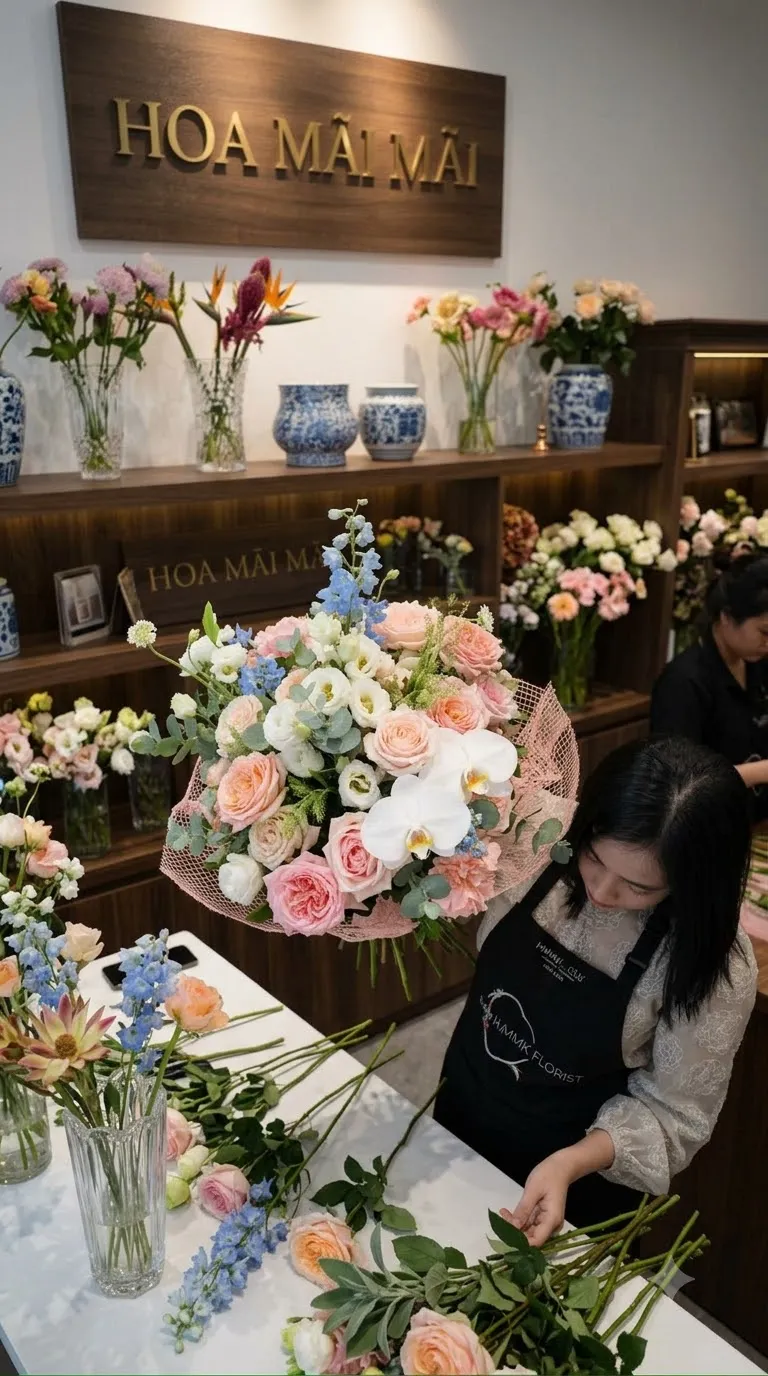 Không gian trưng bày hoa tươi tại Sơn Tịnh, Quảng Ngãi