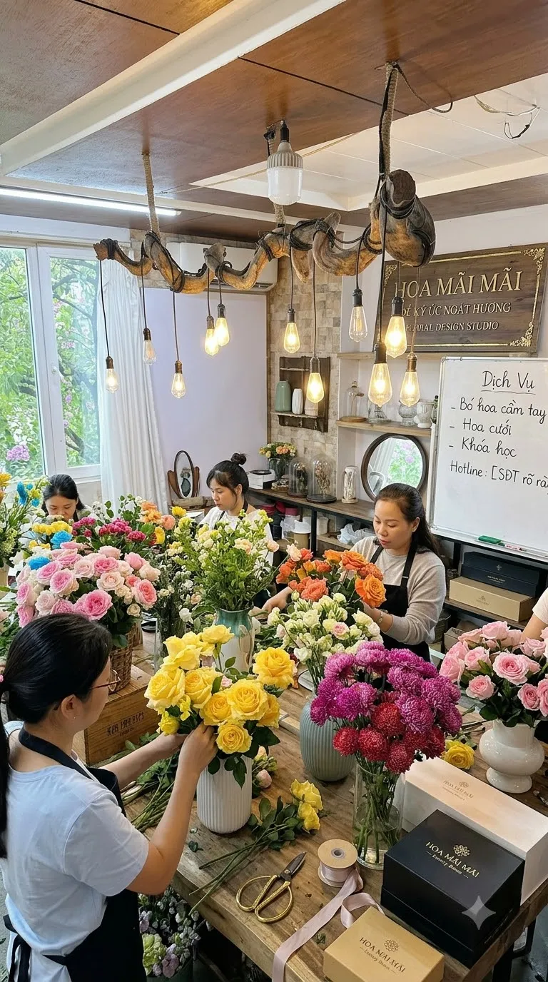 Xưởng hoa và khu gói quà của shop tại Đường Âu Cơ, Hồ Chí Minh