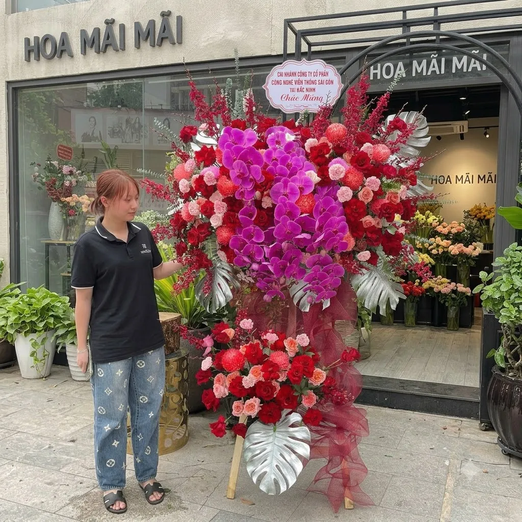 Kệ hoa khai trương lan hồ điệp tím tại Thọ Xuân, Thanh Hóa