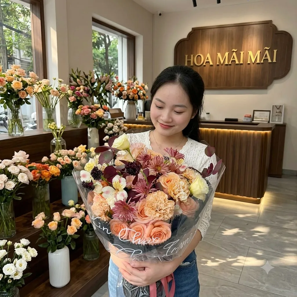 Bó hoa cẩm chướng tông cam nâu tại Bồng Sơn, Bình Định