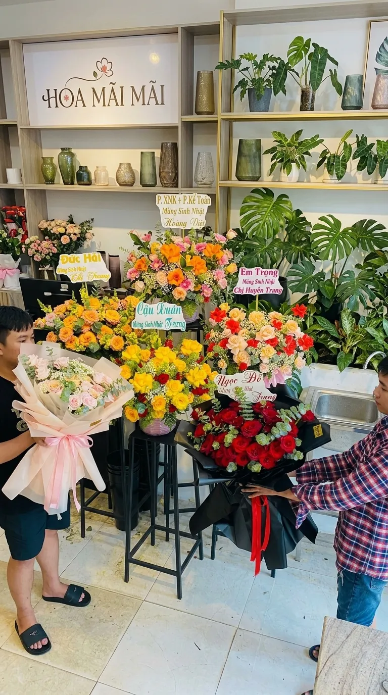 Kệ hoa sinh nhật vàng cam tại Đường Tân Kỳ Tân Quý, Hồ Chí Minh