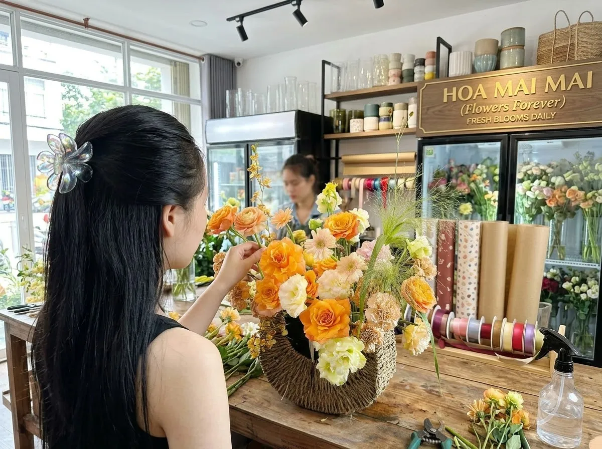 Không gian quầy hoa tươi cửa hàng tại Huyện Hớn Quản, Bình Phước