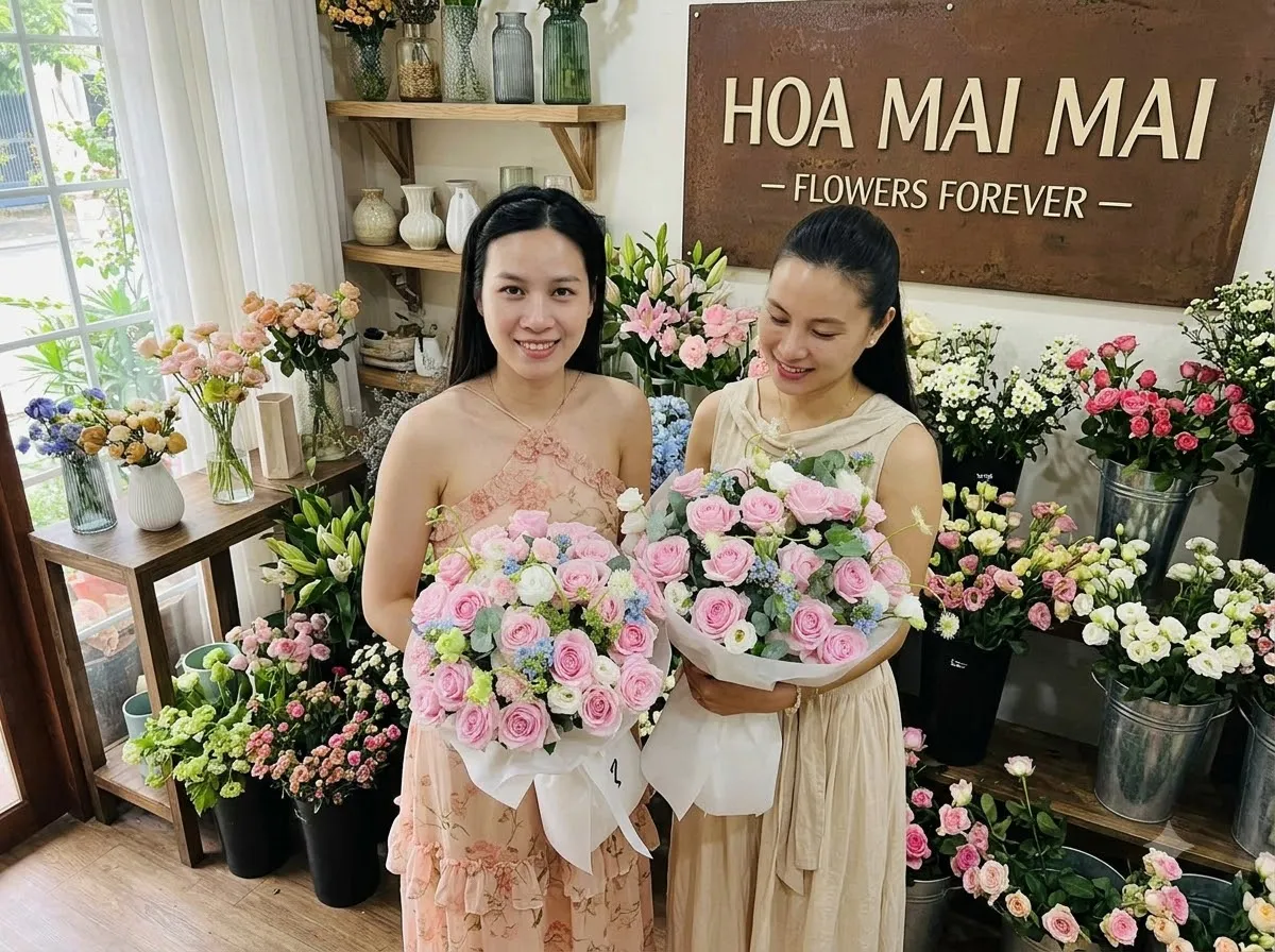 Bó hoa hồng tím phối cẩm tú cầu tại Minh Long, Quảng Ngãi